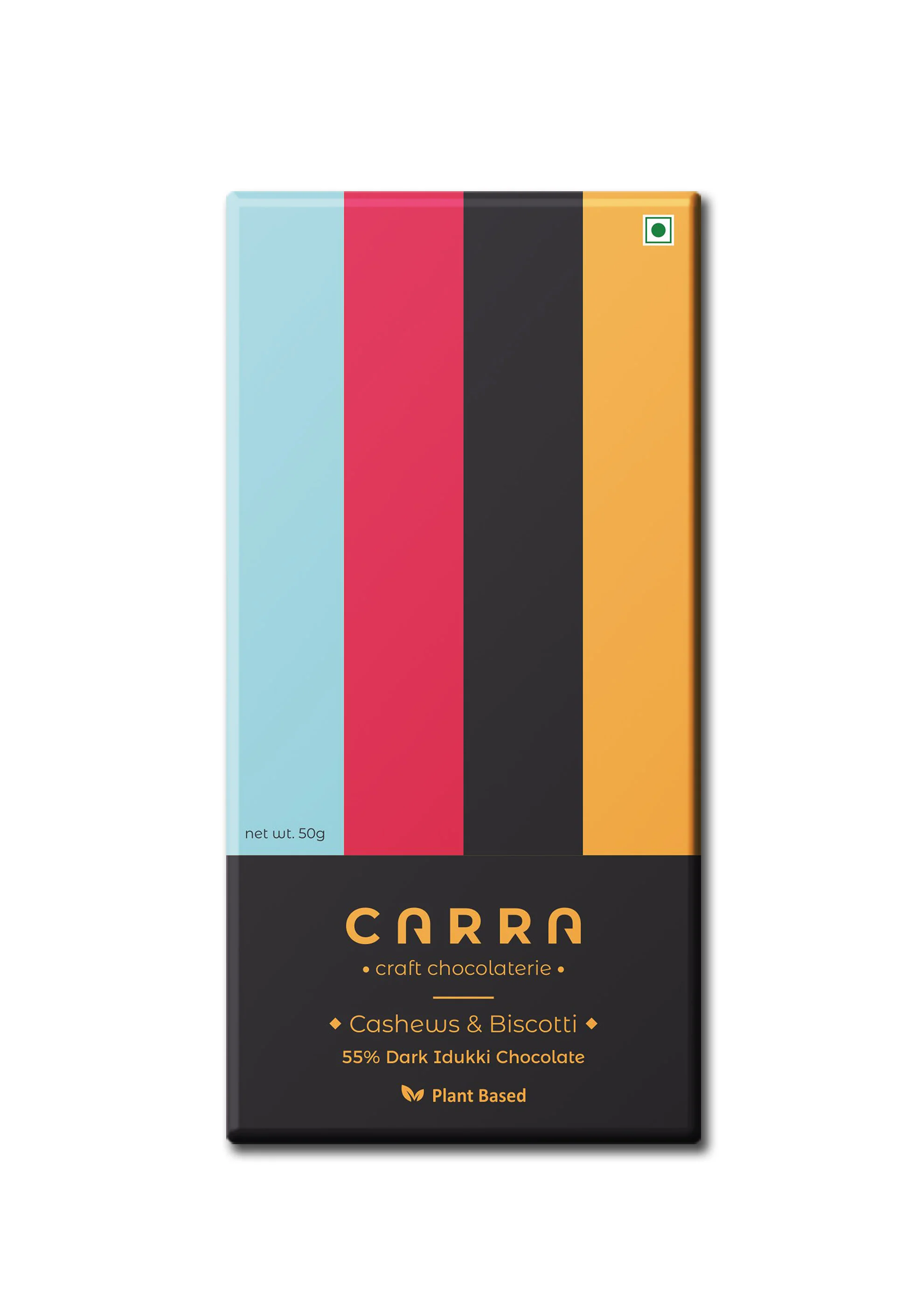 55% Cashews & Biscotti Dark Idukki Chocolate Bar, 50g