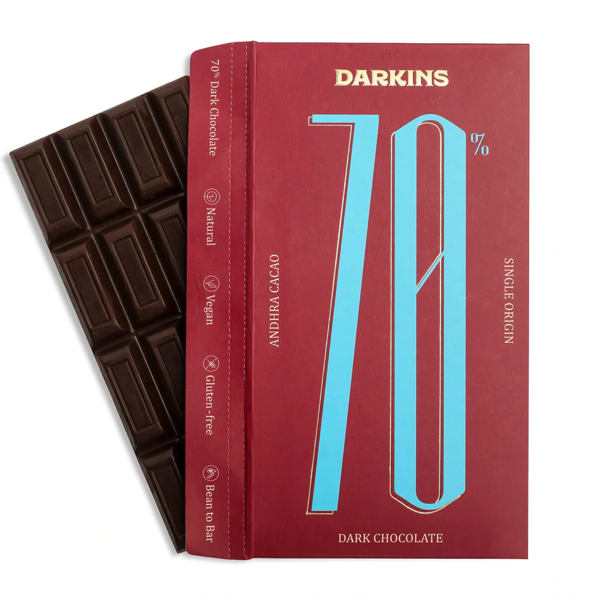 70% Single Origin Cacao Dark Chocolate Bar from Andhra Pradesh, 65g - Image 3