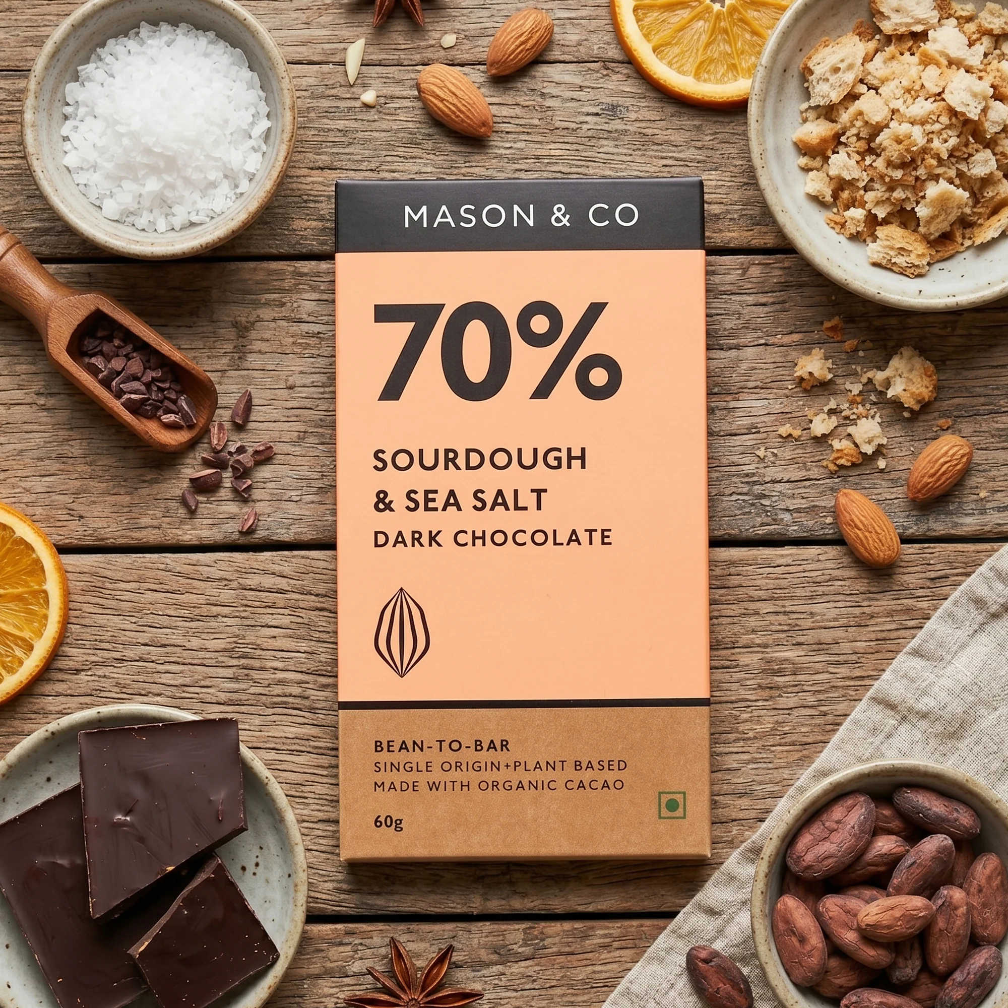 70% Sourdough and Sea Salt Dark Chocolate, 60g - Image 3