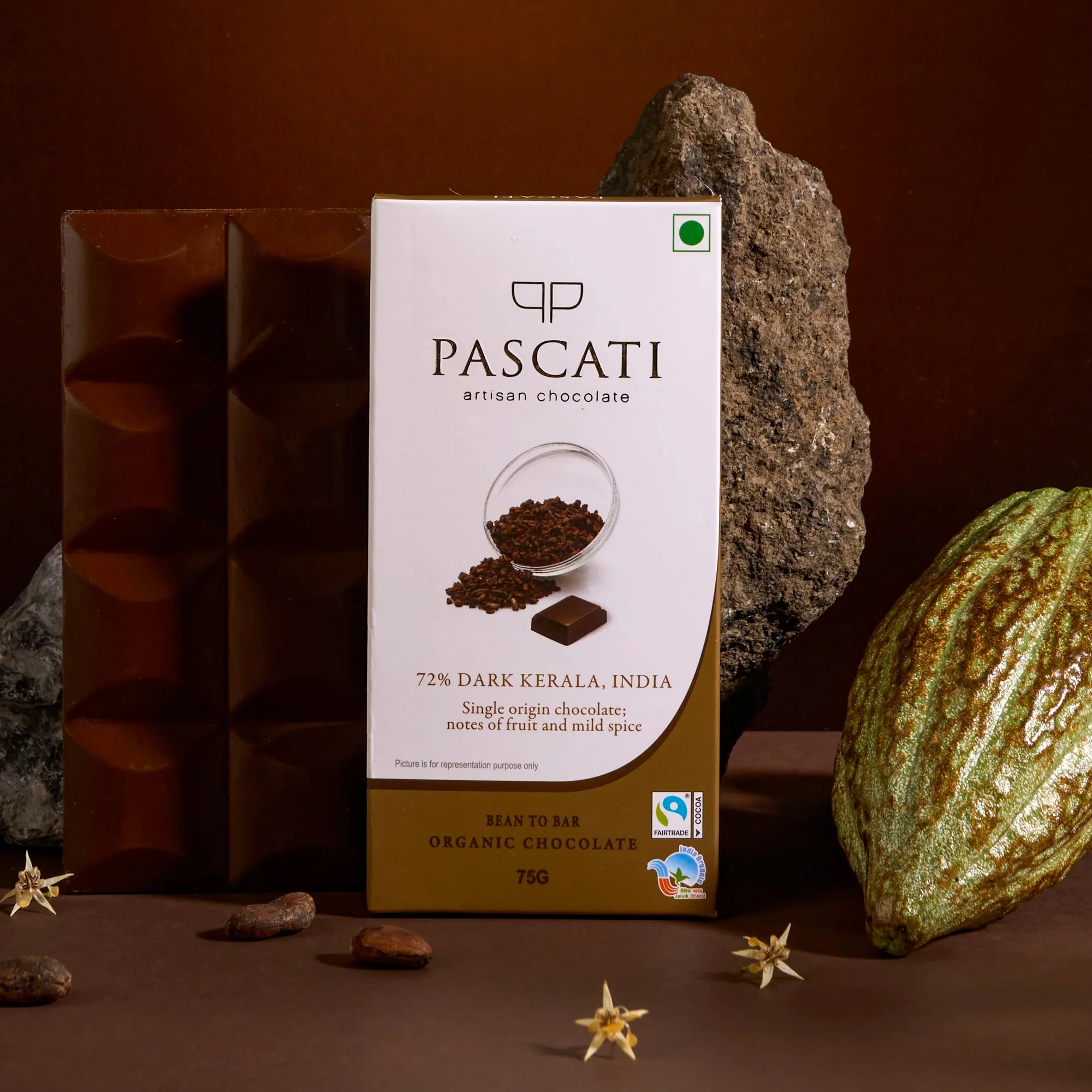 72% Dark India Organic Chocolate, 75g [Pack of 2] - Image 3