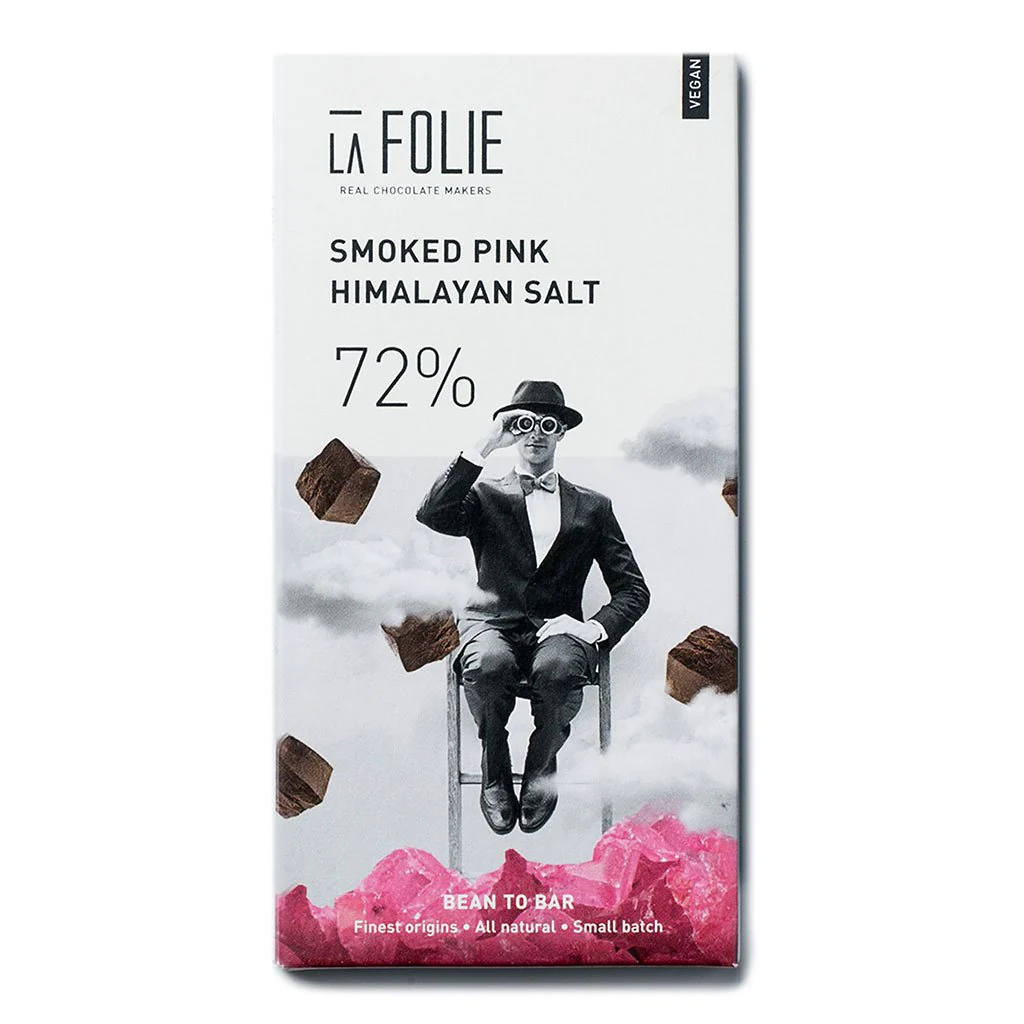 72% Smoked Pink Himalayan Salt Chocolate Bar, 60g