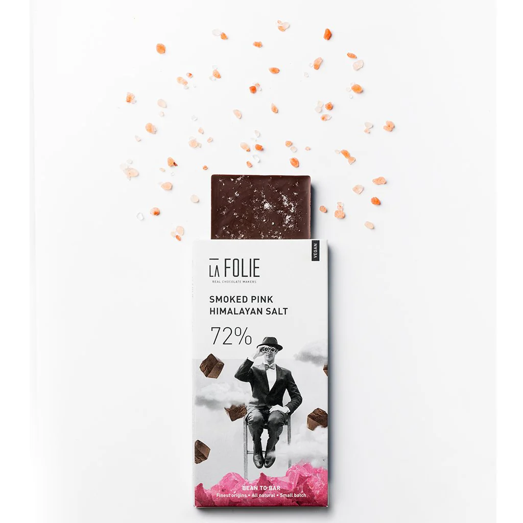 72% Smoked Pink Himalayan Salt Chocolate Bar, 60g - Image 3