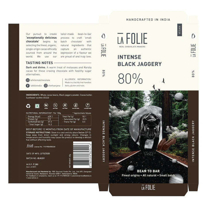 80% Intense Black Jaggery Chocolate Bar, 60g - Image 5