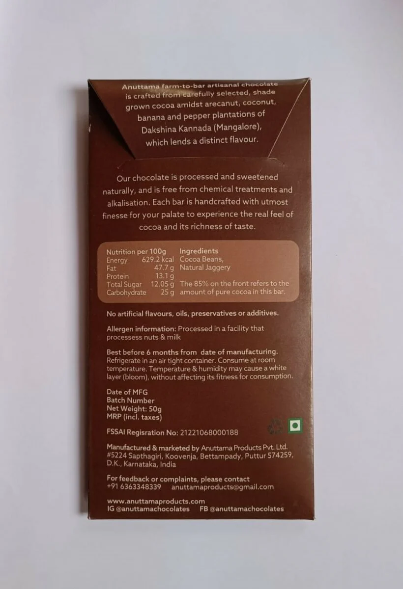 85% Dark Chocolate,50g (Intense, Deep Cocoa Experience) - Image 2