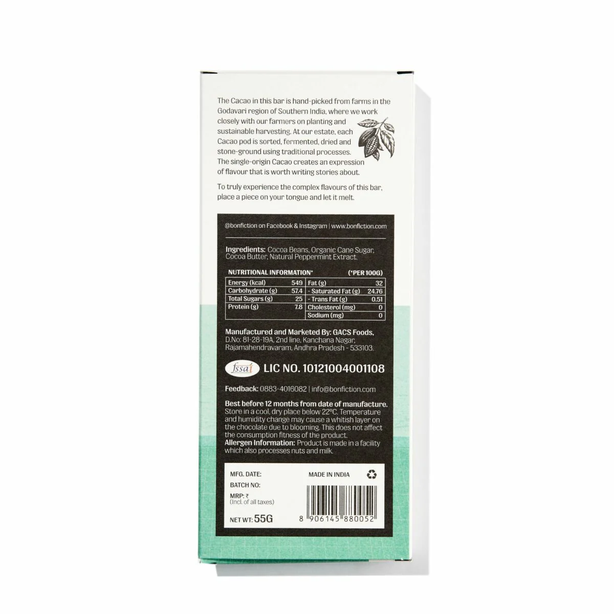 A Marvellous Mint Life,55g (64% Dark Chocolate with Refreshing Mint, Gourmet Craft Chocolate, Smooth Flavoured Chocolate) - Image 2