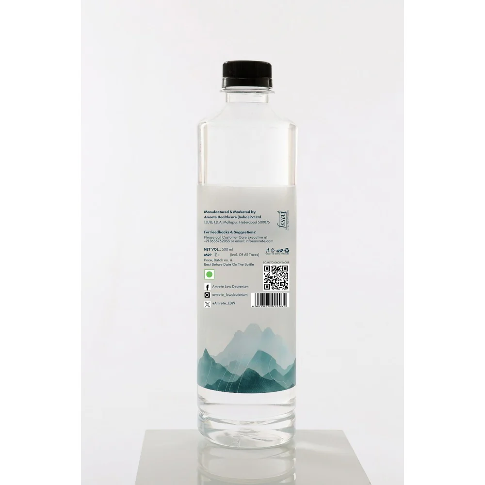 Amrete Low Deuterium Water 500ml PET Bottle - 125 ppm - Image 3