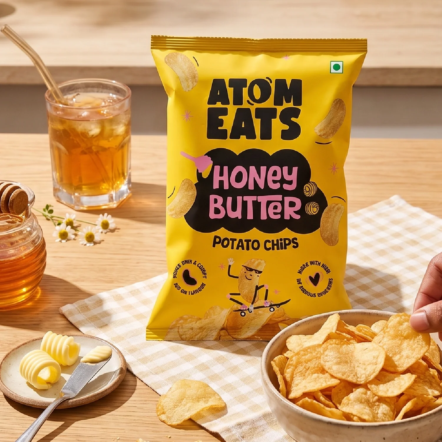 Atom Eats Honey Butter Potato Chips, 60g (Crispy Potato Chips, Sweet & Savoury Honey Butter Flavor, Rich & Crunchy Snack) - Image 2