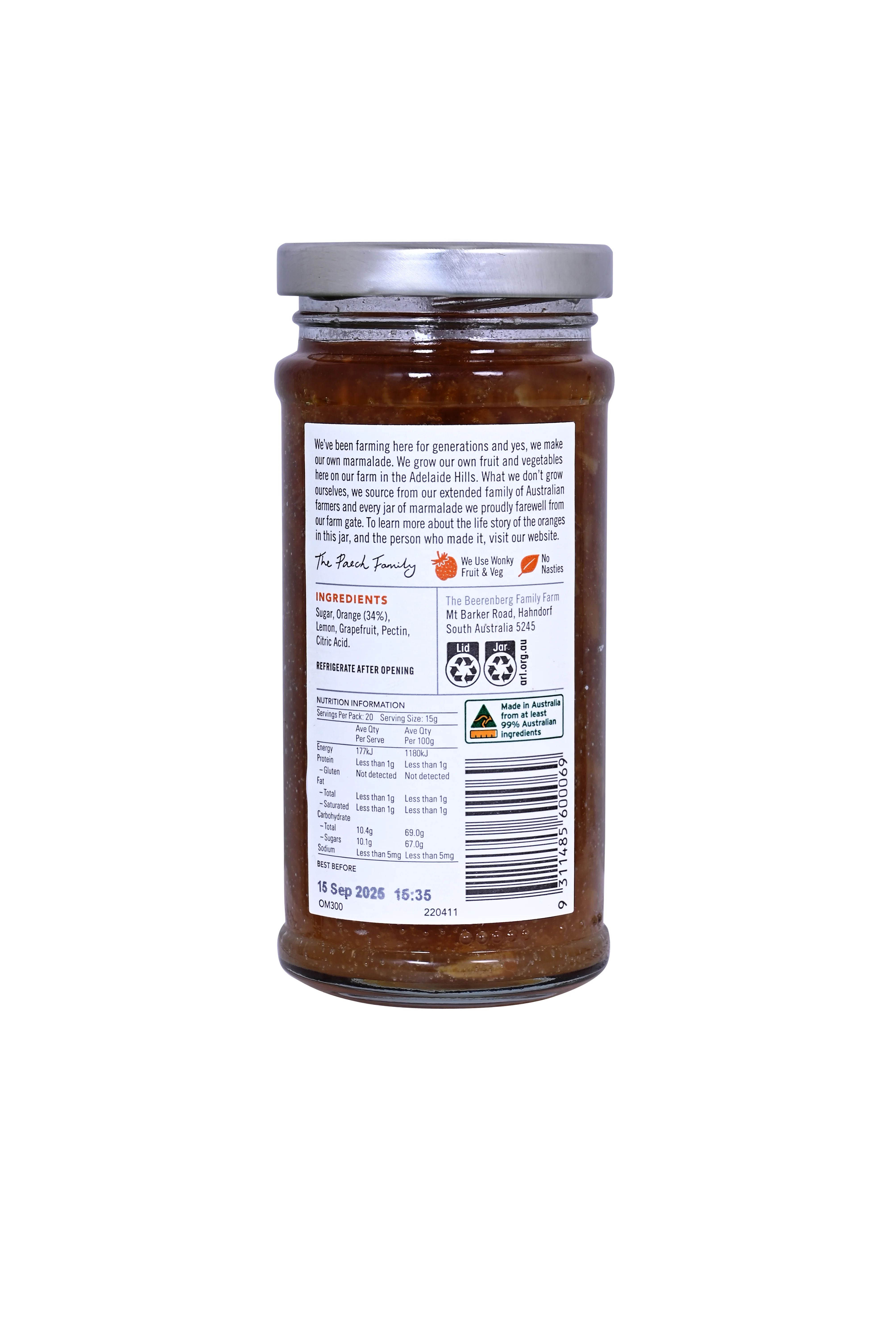 Beerenberg Blood Orange Marmalade, 300g (Australian Citrus Fruit Spread, Gluten-free) - Image 2