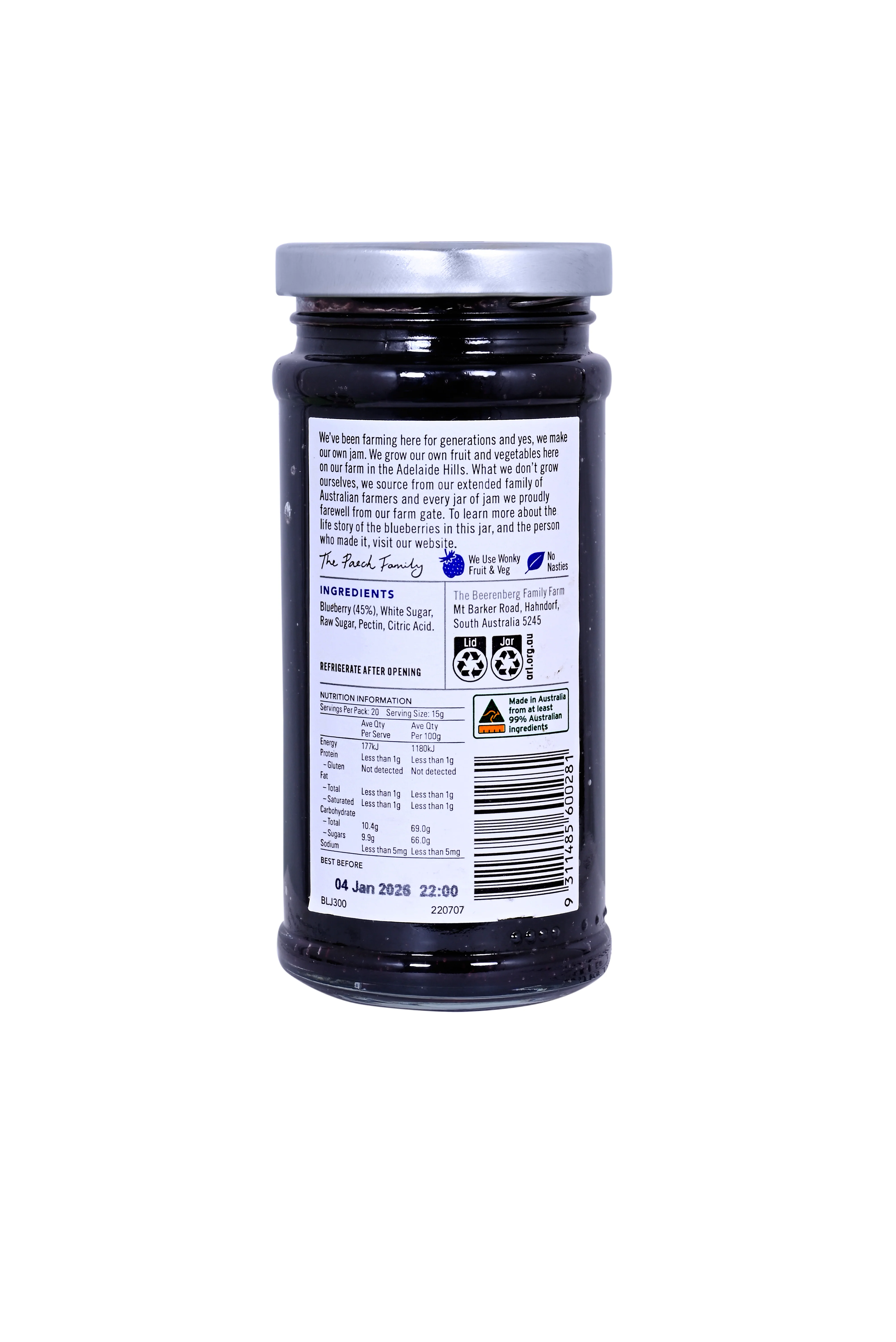 Beerenberg Blueberry Jam, 300g (Australian Blueberry Fruit Spread, Gluten-free) - Image 2