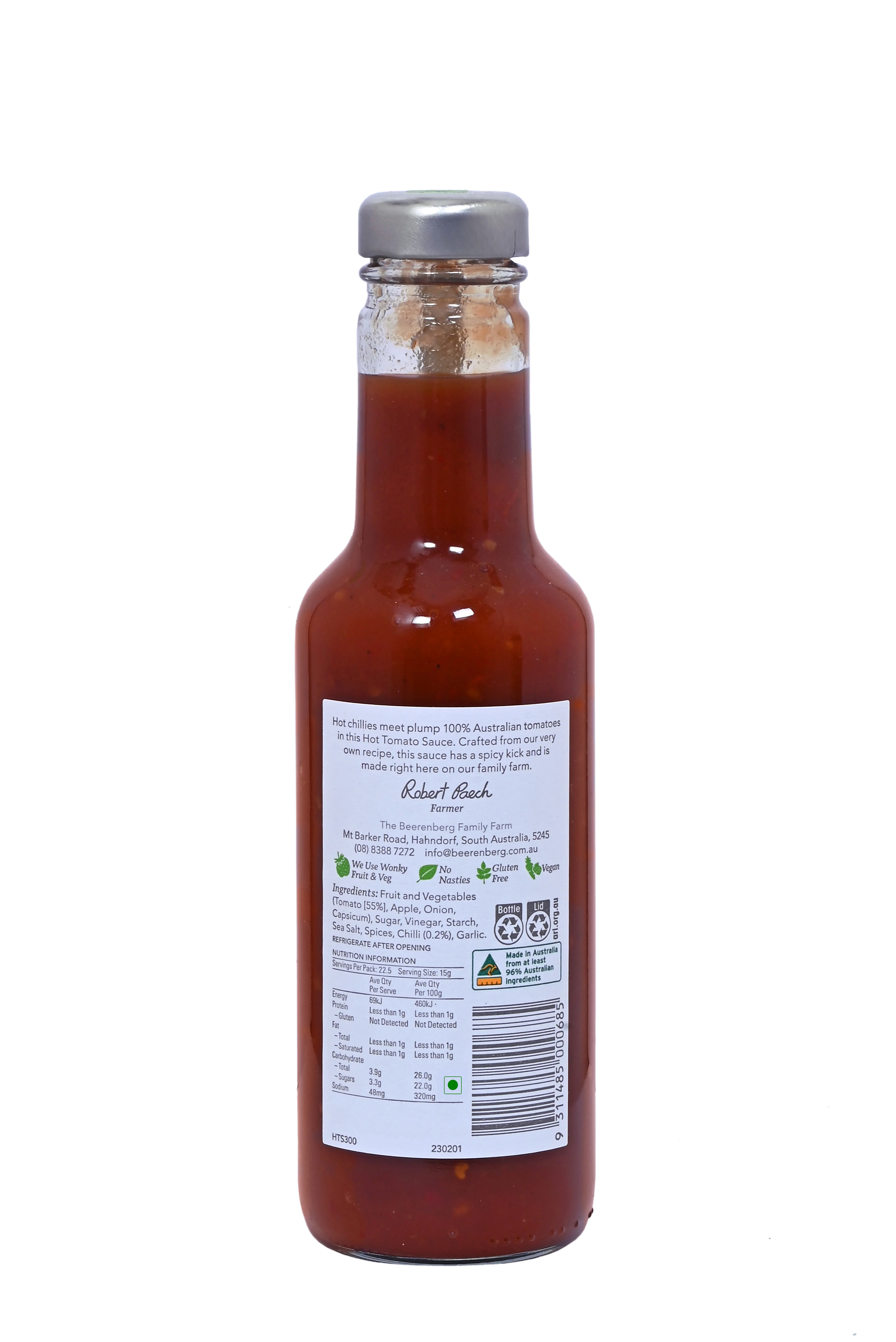 Beerenberg Hot Tomato Sauce, 300ml (Spicy Australian Tomato Sauce for Burgers, Fries & BBQs) - Image 2