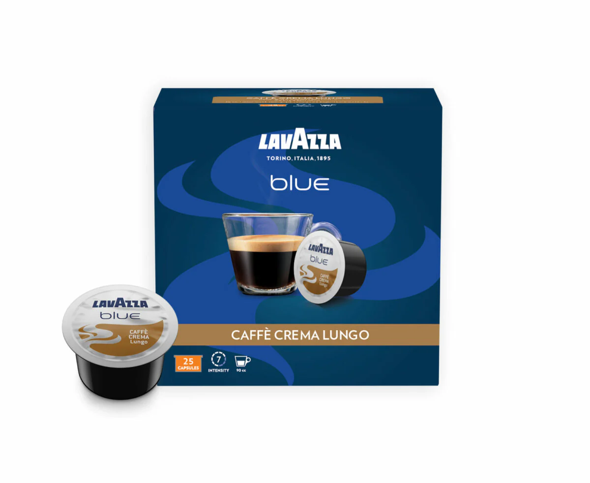 BLUE Caffé Crema Lungo, Pack of 25 Coffee Capsules, Compatible with Lavazza BLUE Machines