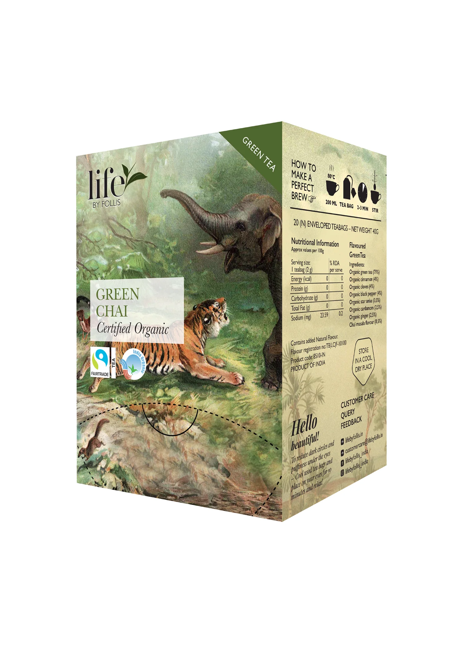 Chai Green Tea, 20 Enveloped Tea Bags