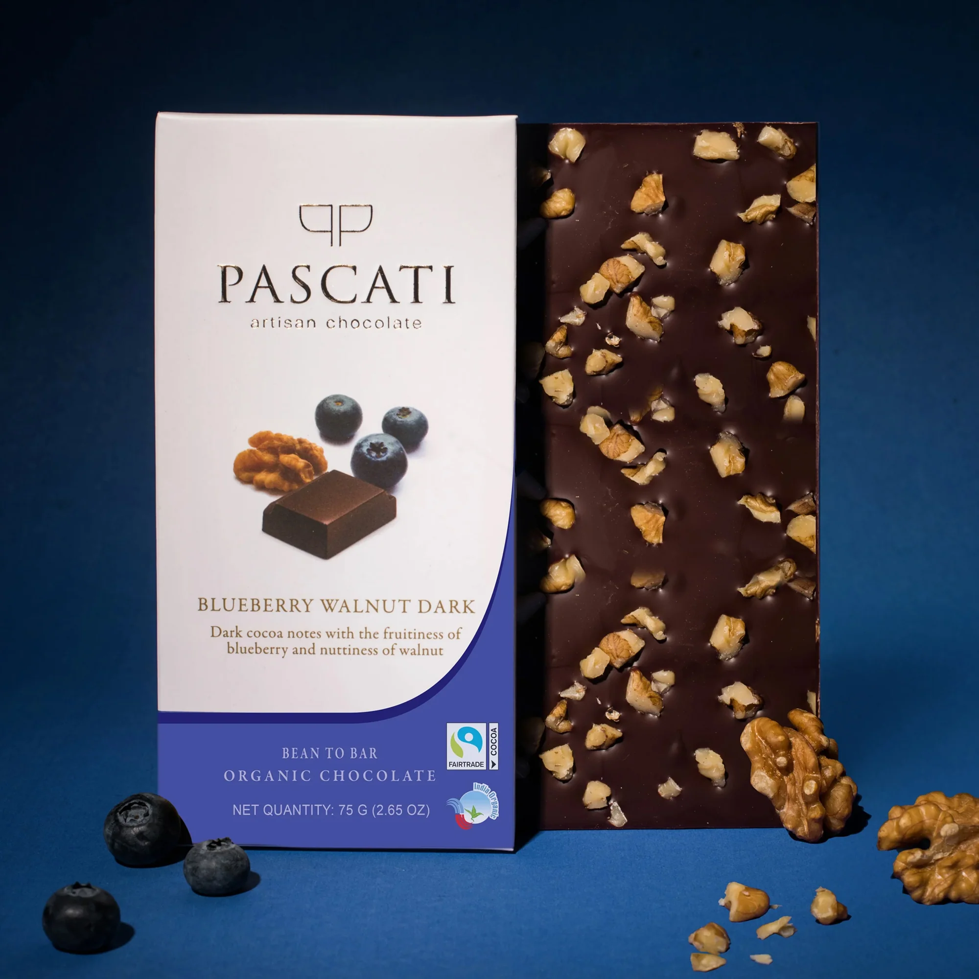 Chocolate Blueberry Walnut Dark, India Organic Chocolate, 75G (Pack Of 2) - Image 4