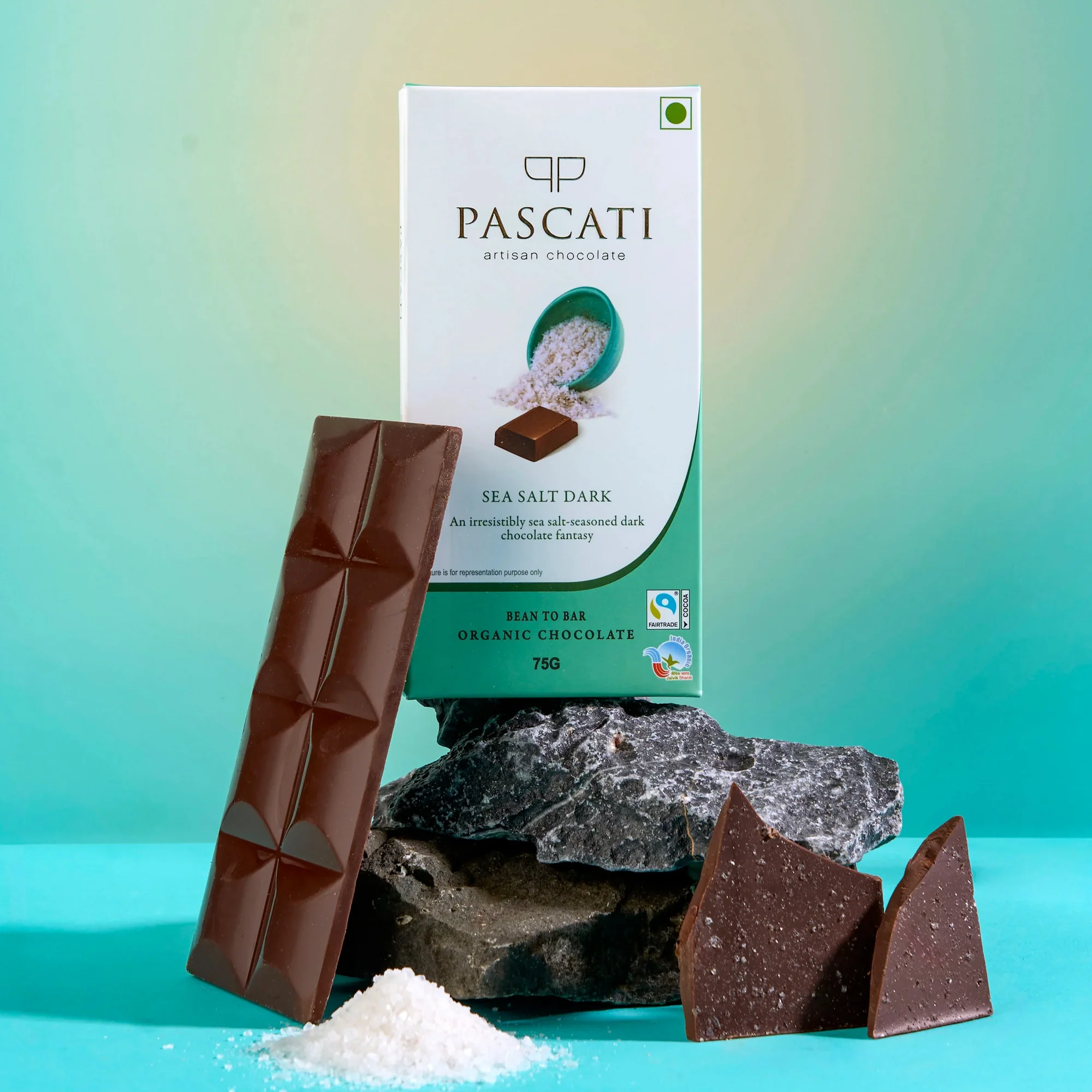 Chocolate Sea Salt Dark India Organic Chocolate, 75g [Pack of 2] - Image 3