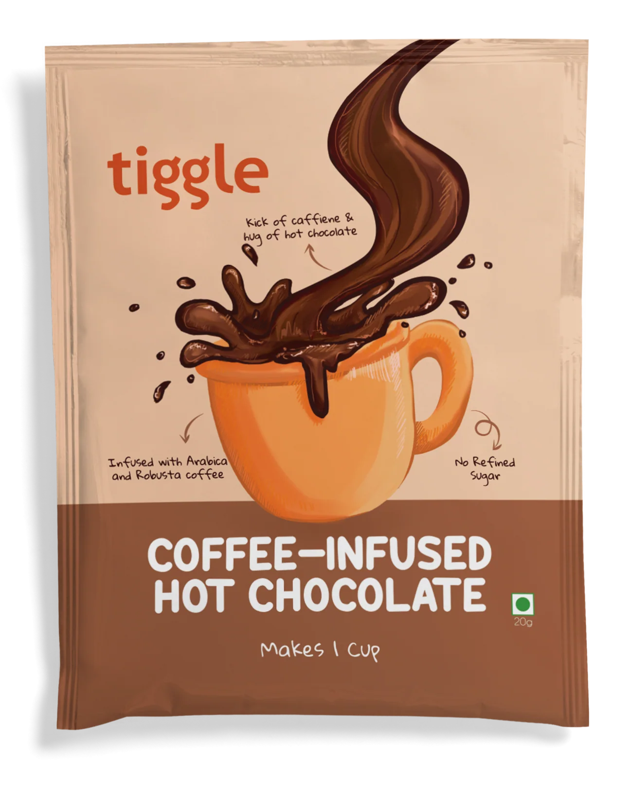 Coffee Infused Hot Chocolate Mix Sachet,20g (Mocha Chocolate Drink, Arabica & Robusta Blend, Jaggery Sweetened, Vegan, Café Style Premix)
