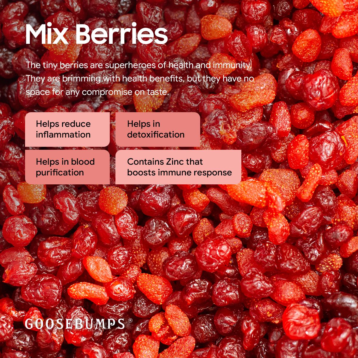 Goosebumps Masala Cherry Berry | Dried Mix Berries | Dehydrated Berries | Chatpata Cherry Berry Healthy Snack for kids and adults | 150 gms - Image 4