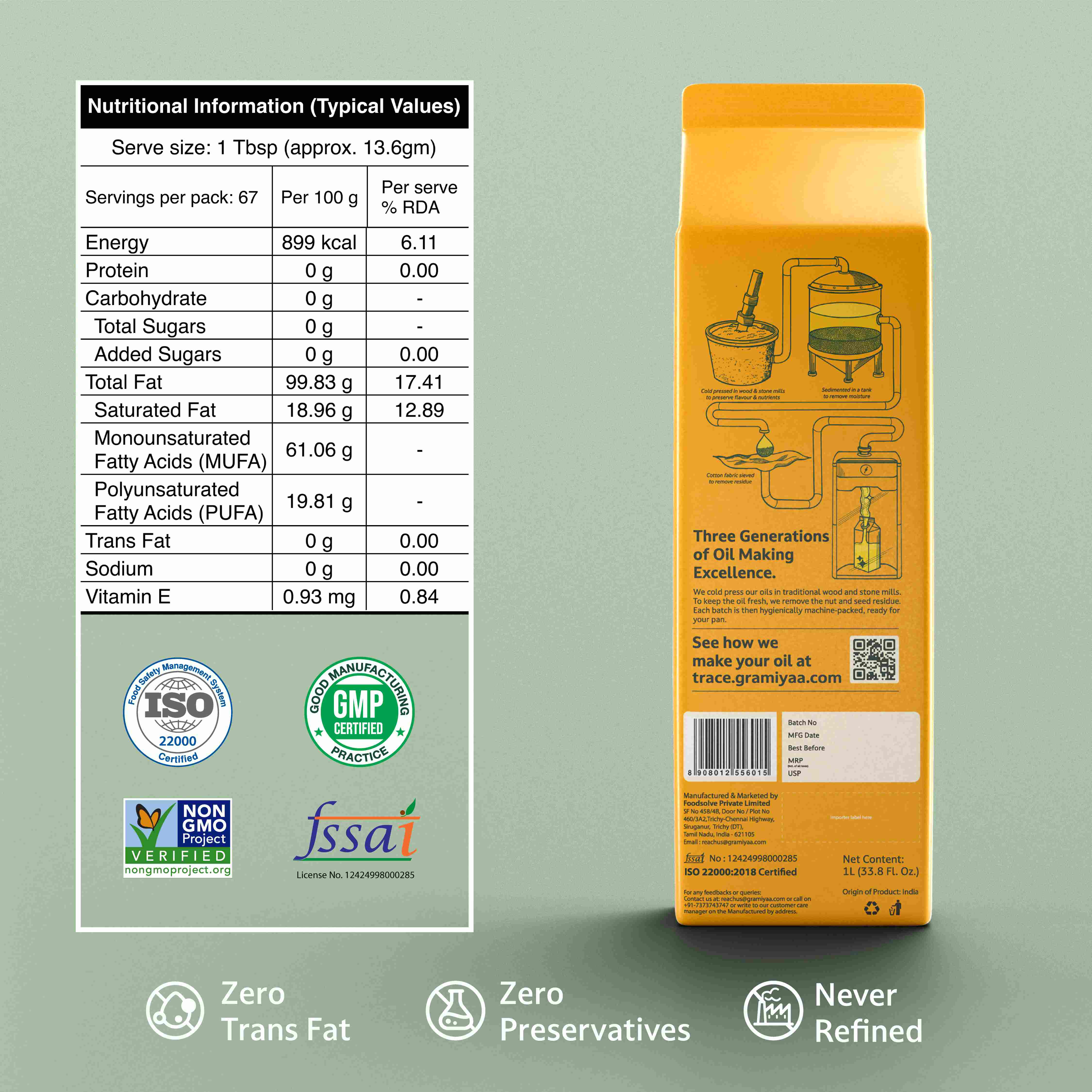 Groundnut Oil - Wood Cold Pressed Oil 1L - Image 2