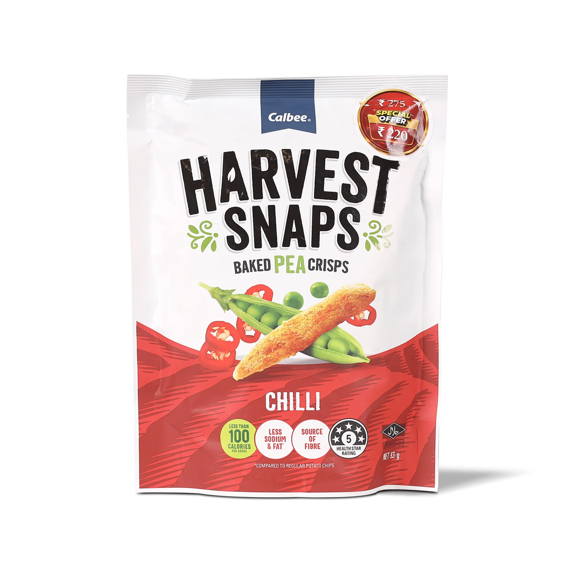 Harvest Snaps Baked Pea Crisps Chilli 93g