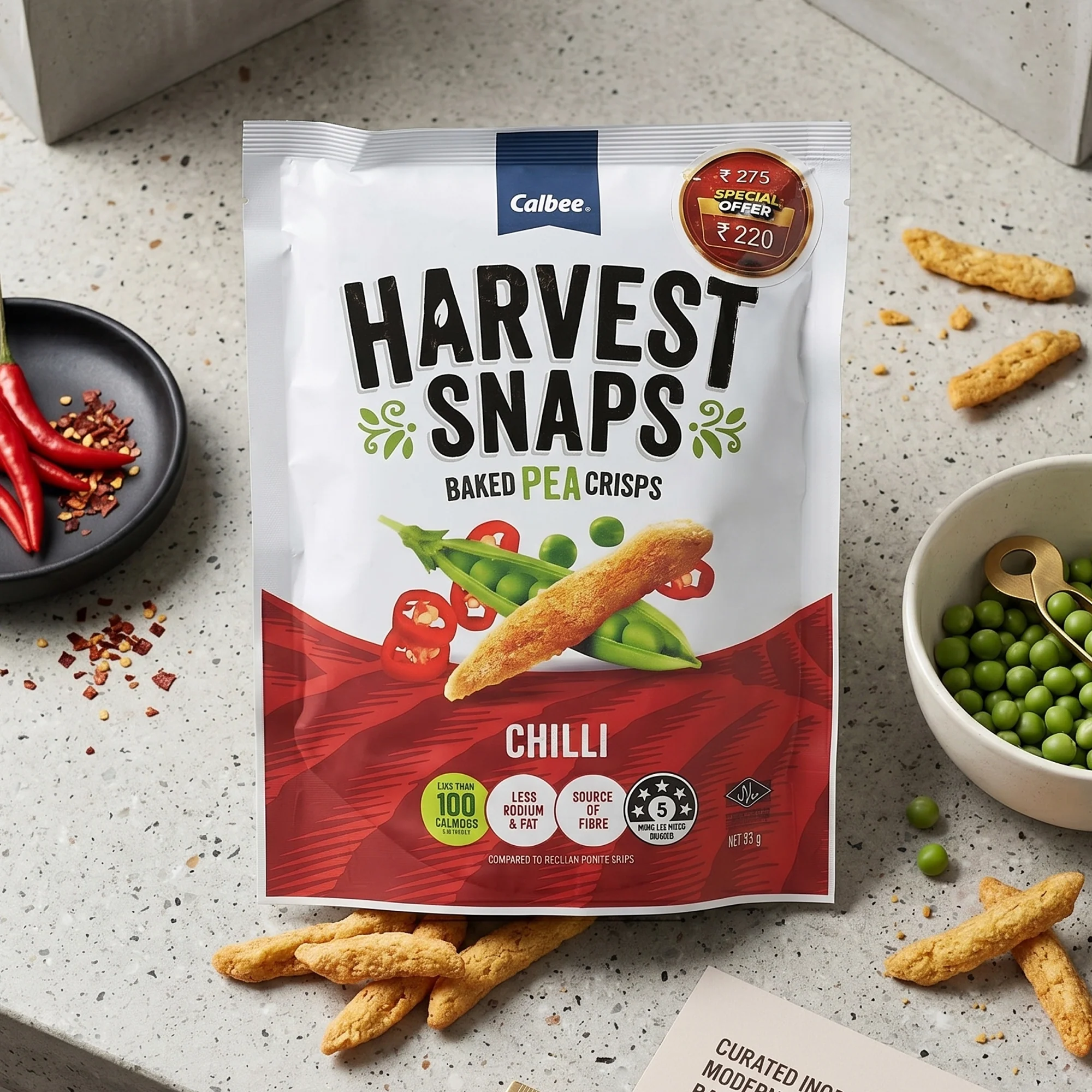 Harvest Snaps Baked Pea Crisps Chilli 93g - Image 3