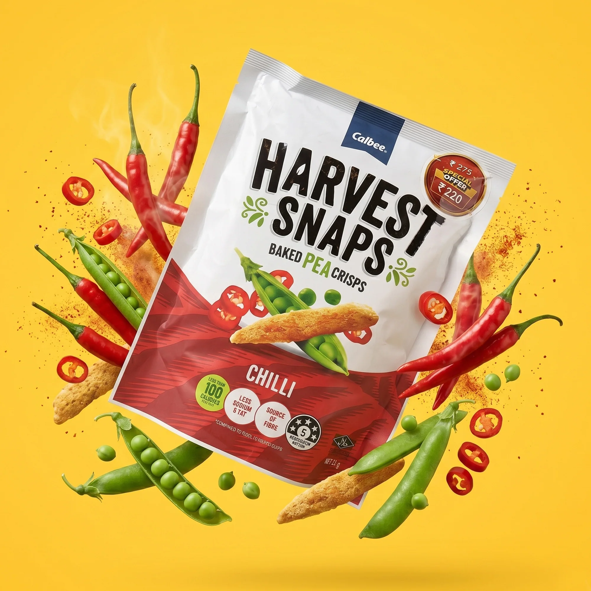 Harvest Snaps Baked Pea Crisps Chilli 93g - Image 4
