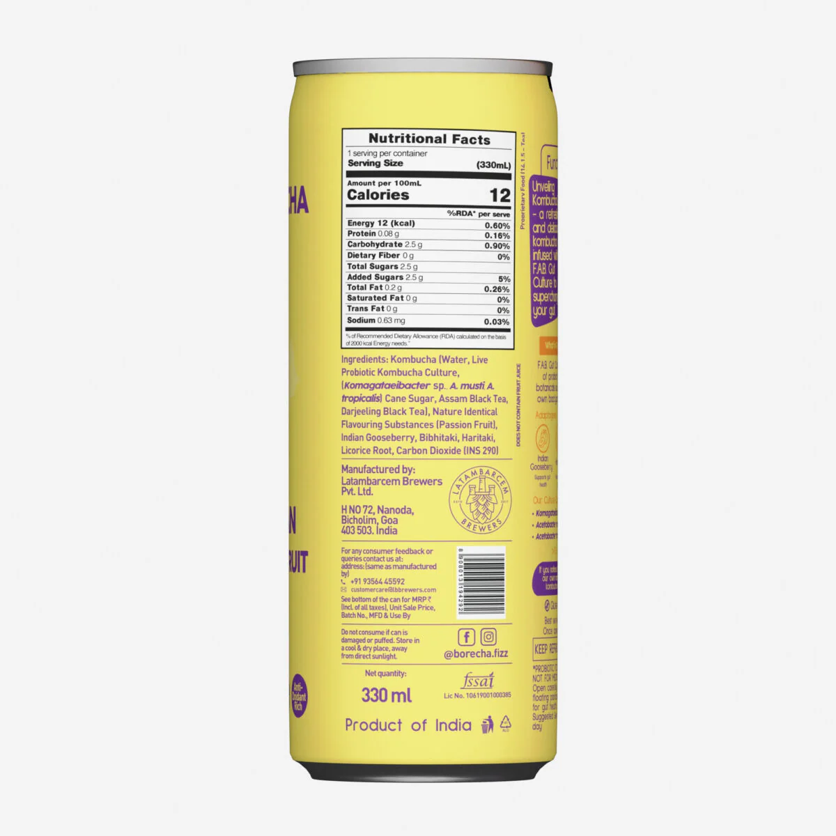 Hawaiian Passion Fruit Probiotic Kombucha, 330ml - Image 3