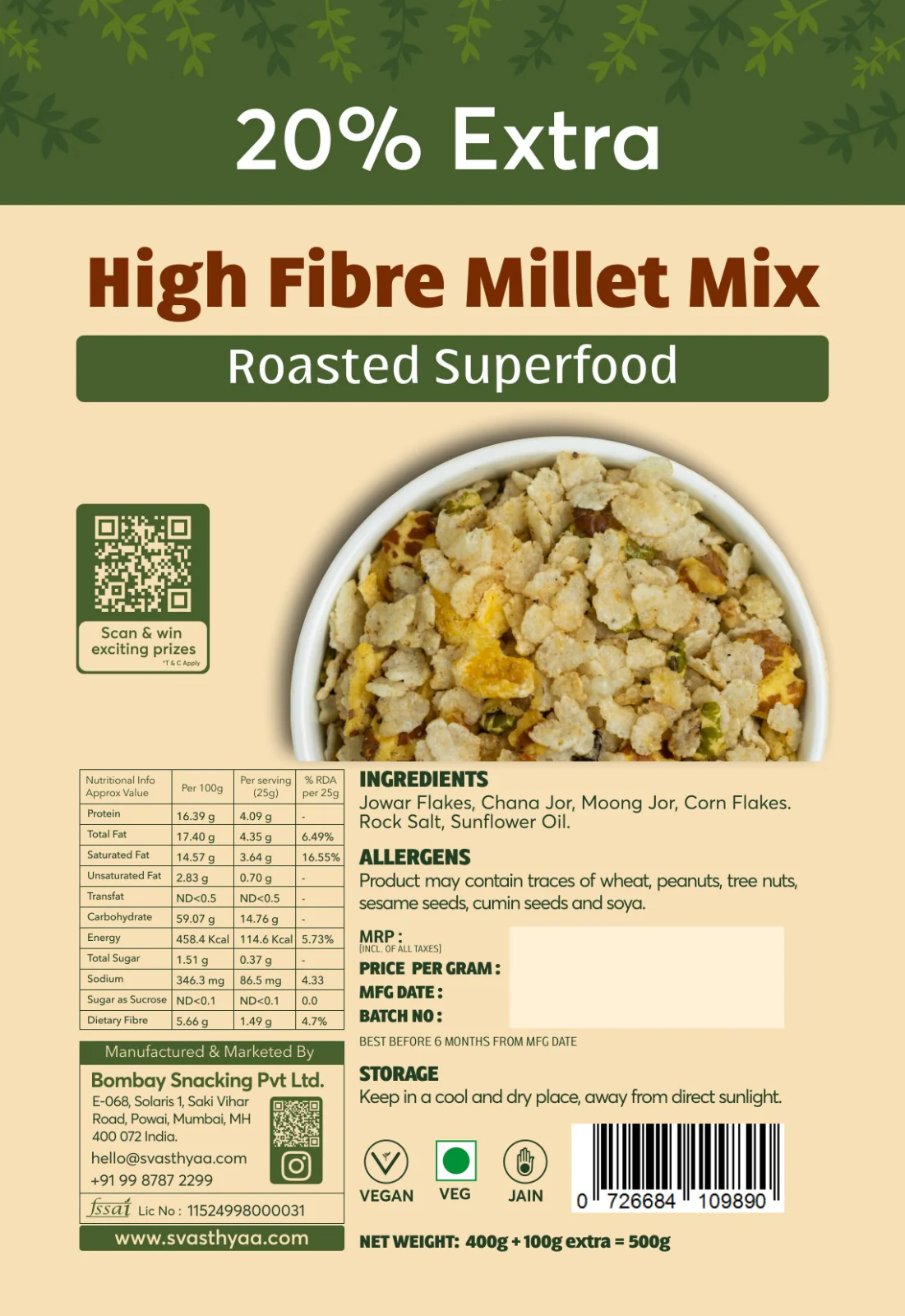 High Fibre Millet Mix, 200g - Image 4