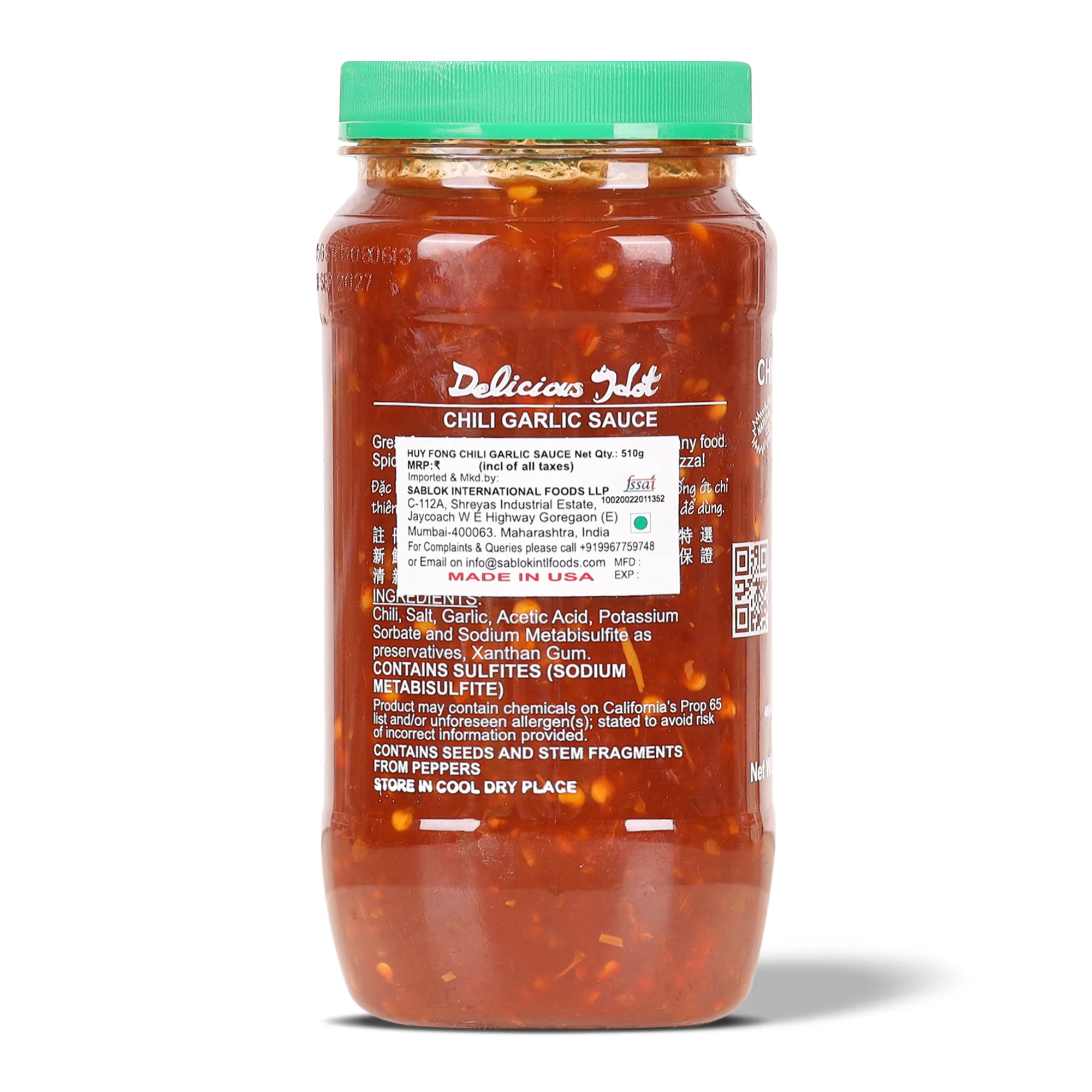 Huy Fong Chili Garlic Sauce, 510g (Spicy Chili & Garlic Condiment, Ideal for Stir-Fries, Noodles, Dumplings & Dipping, Savoury & Versatile Asian Cooking Sauce) - Image 2