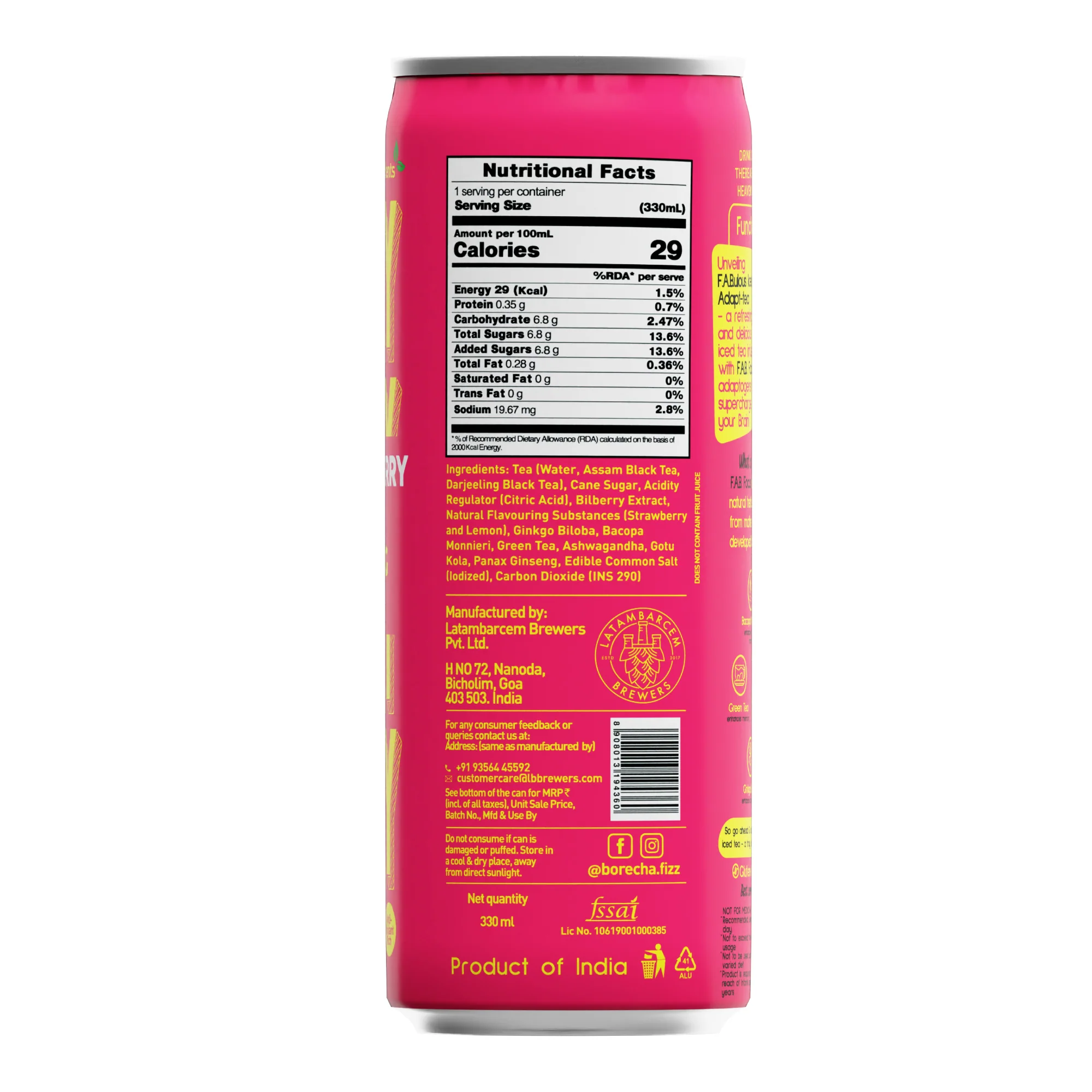 ICEY Strawberry Lemon Sparkling Iced Tea, 330ml - Image 3
