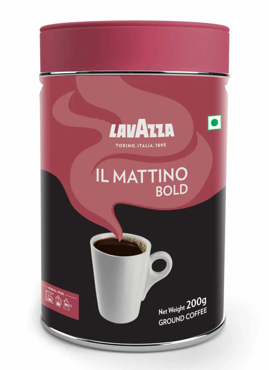 Il Mattino Bold |Pure Ground Coffee | Blend of Arabica & Robusta| Medium Roast | Notes of Wood, Cocoa & Spices | Intensity 5 | 200g Tin