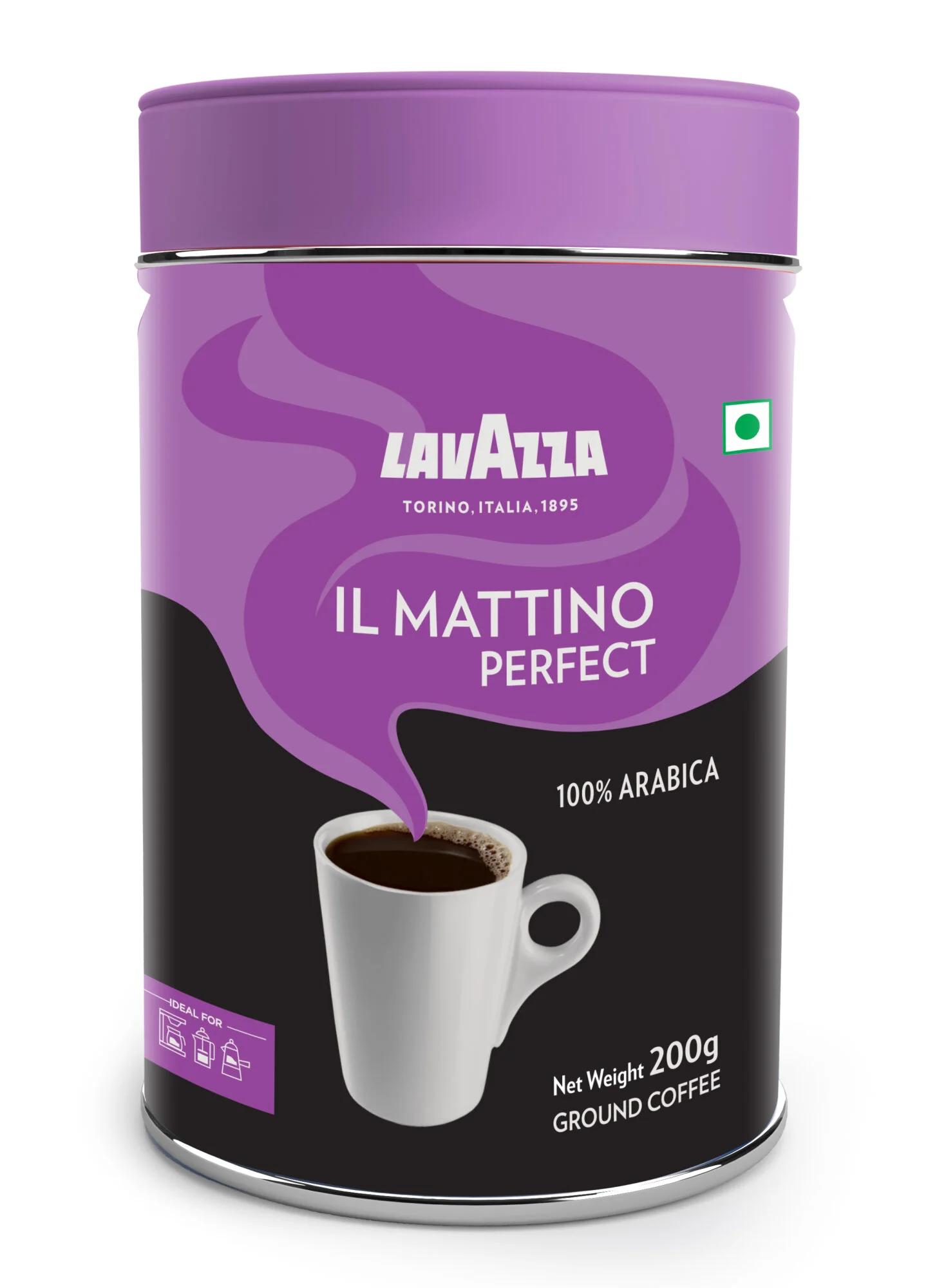 Il Mattino Perfect |Pure Ground Coffee | Premium Arabica | Dark Roast | Notes of Cocoa & Chocolate | Intensity 6 | 200g Tin