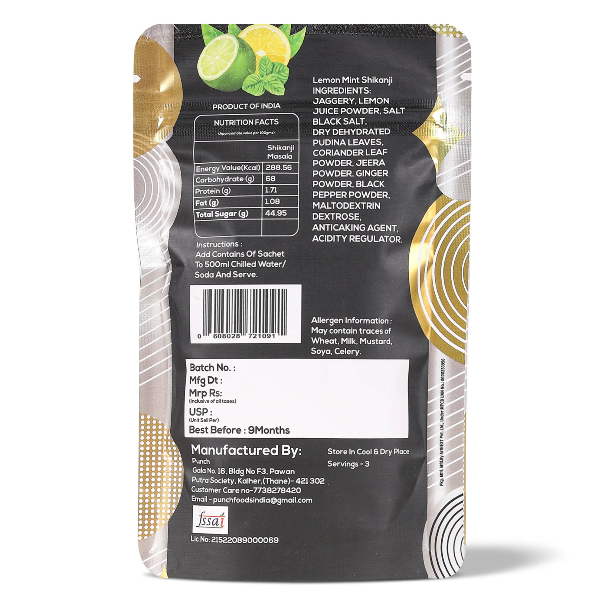 Instant Shikanji Mix Lemon Pudina, 30g (Instant Indian Lemonade Powder | Refreshing Mint & Lemon Drink Mix | Just Add Water or Soda | No Added Preservatives | Makes 3 Servings) - Image 2