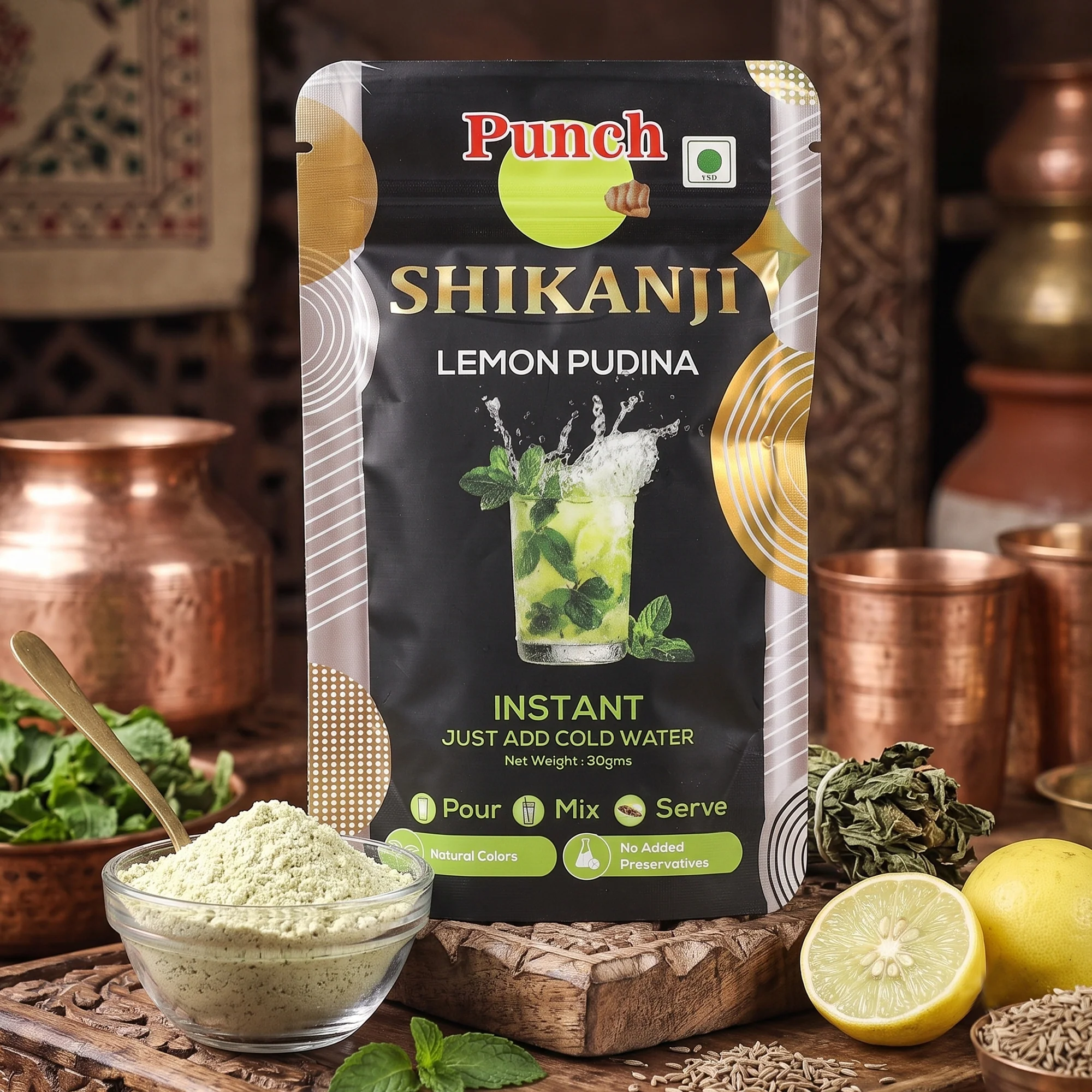 Instant Shikanji Mix Lemon Pudina, 30g (Instant Indian Lemonade Powder | Refreshing Mint & Lemon Drink Mix | Just Add Water or Soda | No Added Preservatives | Makes 3 Servings) - Image 3