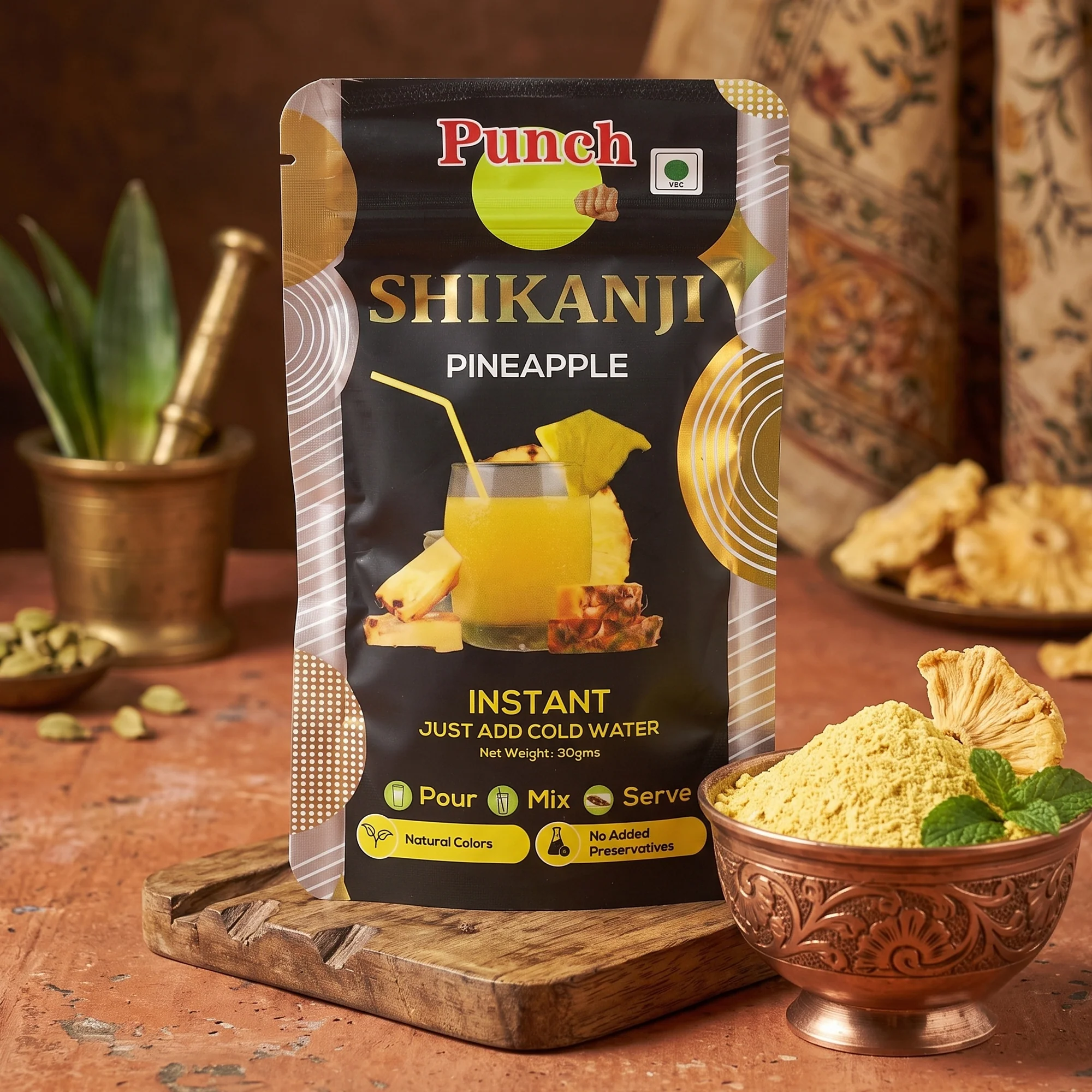 Instant Shikanji Mix Pineapple, 30g (Instant Pineapple Lemonade Powder | Tropical Refreshing Drink Mix | Just Add Water or Soda | Natural Colours | No Added Preservatives | Makes 3 Serving) - Image 3