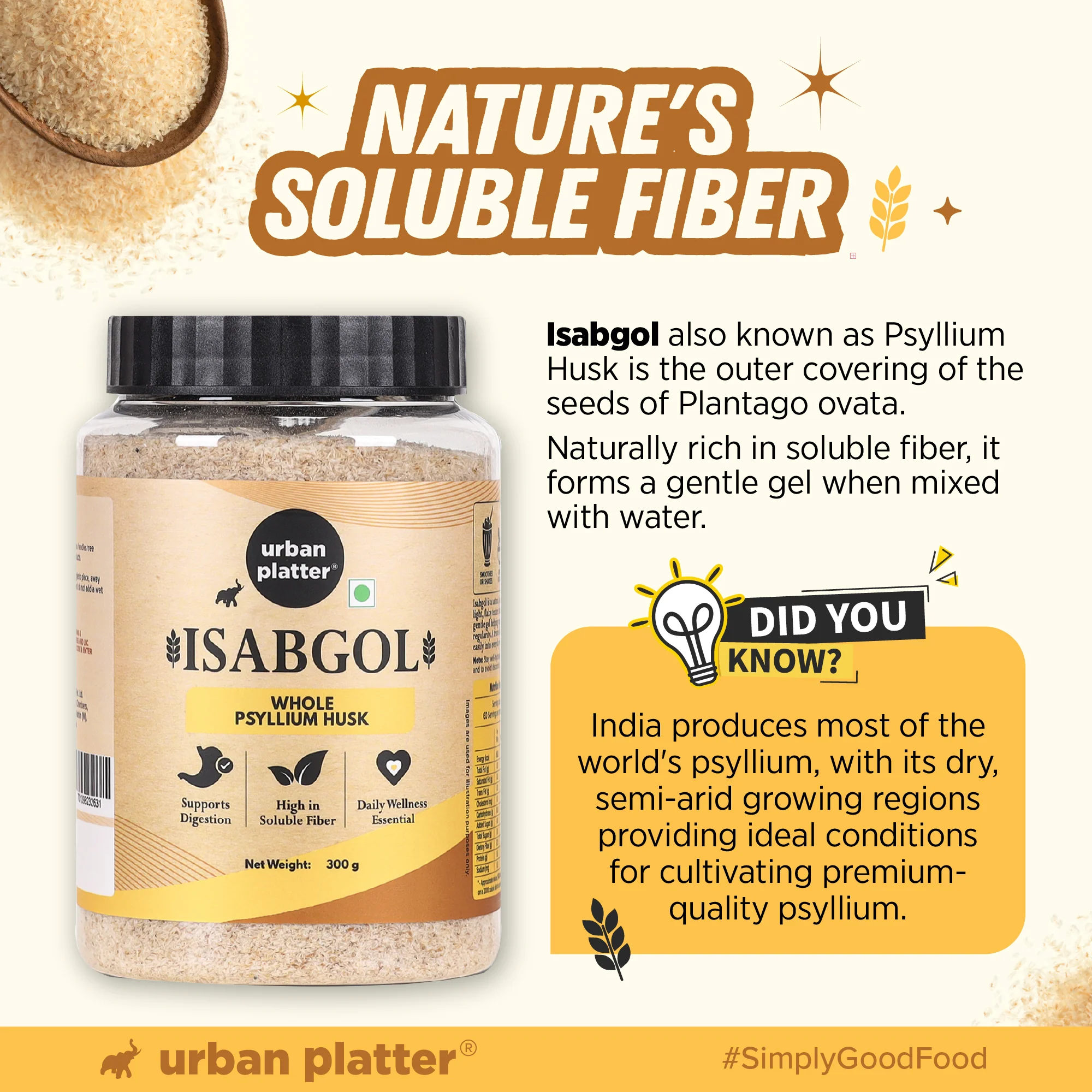Isabgol, 150g (Whole Psyllium Husk, Rich in Dietary Fiber, Supports Digestive Health, Nature's Soluble Fiber) - Image 4