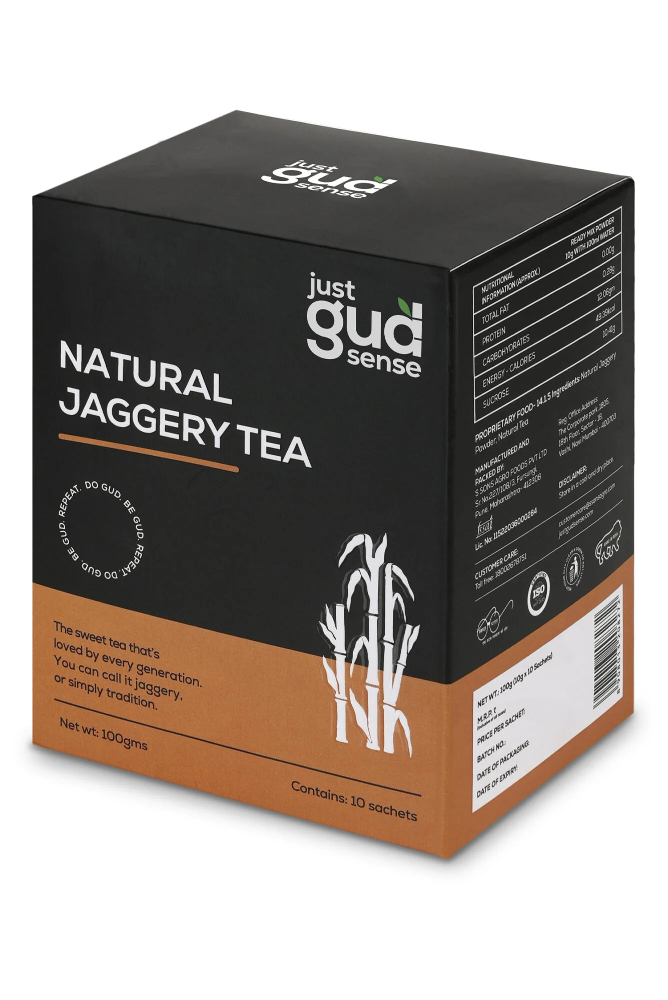 Jaggery Tea Premix, 100g (10 sachets of 10 grams each)