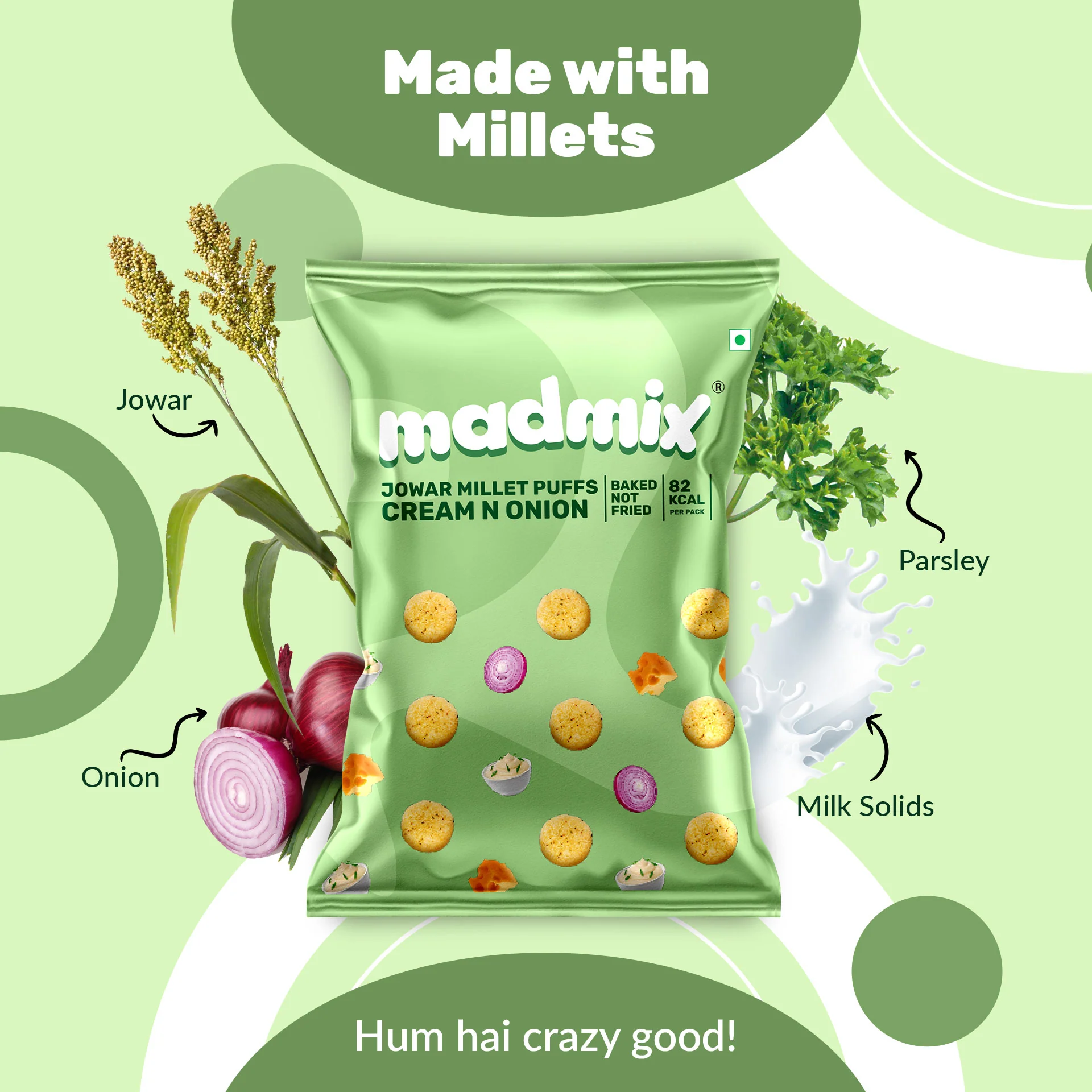 Jowar Millet Puffs Cream & Onion, 20g - Image 2