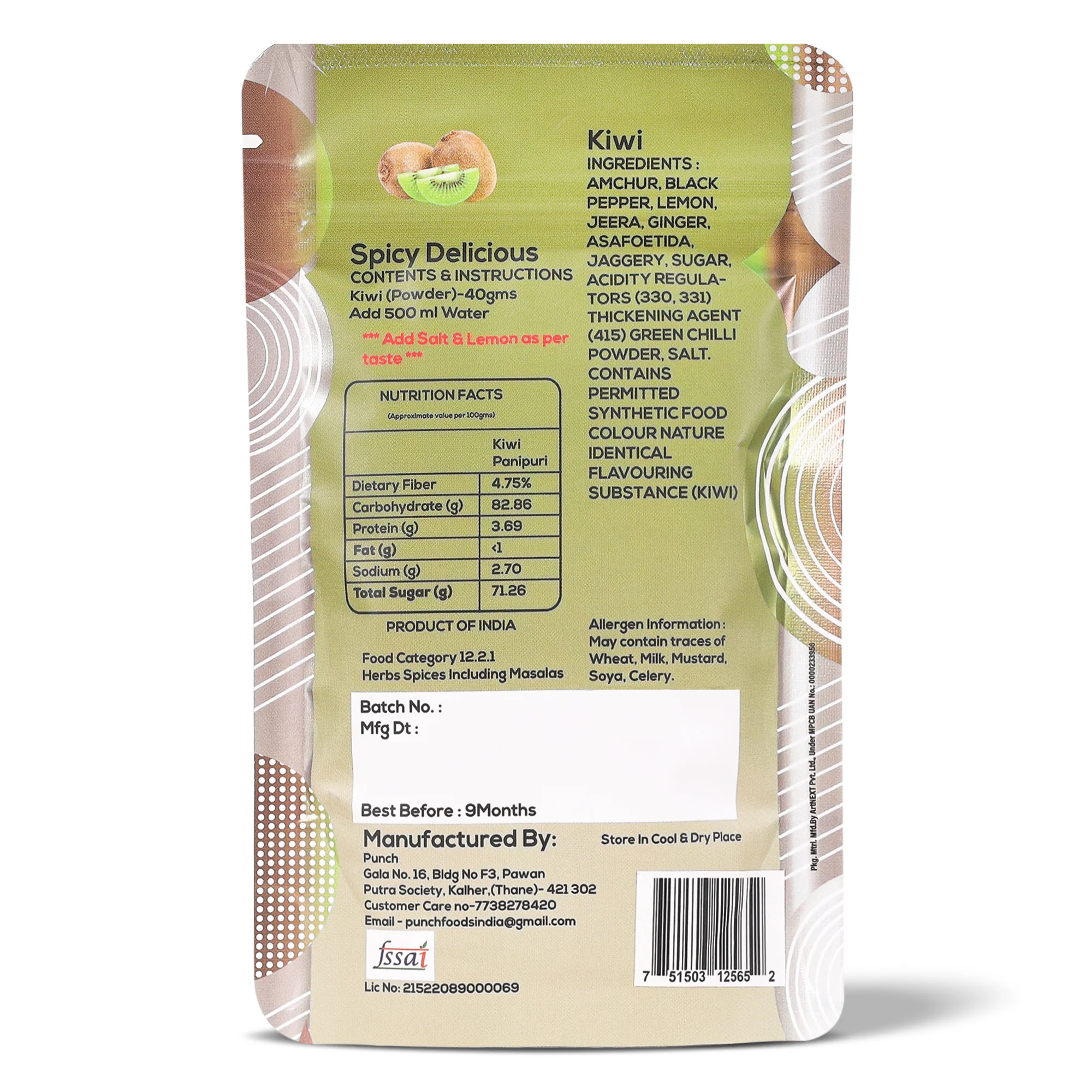 Kiwi Panipuri Masala, 40g (Instant Pani Puri Masala Mix | Tangy & Refreshing Kiwi Flavour | Just Add Water | No Added Preservatives) - Image 2