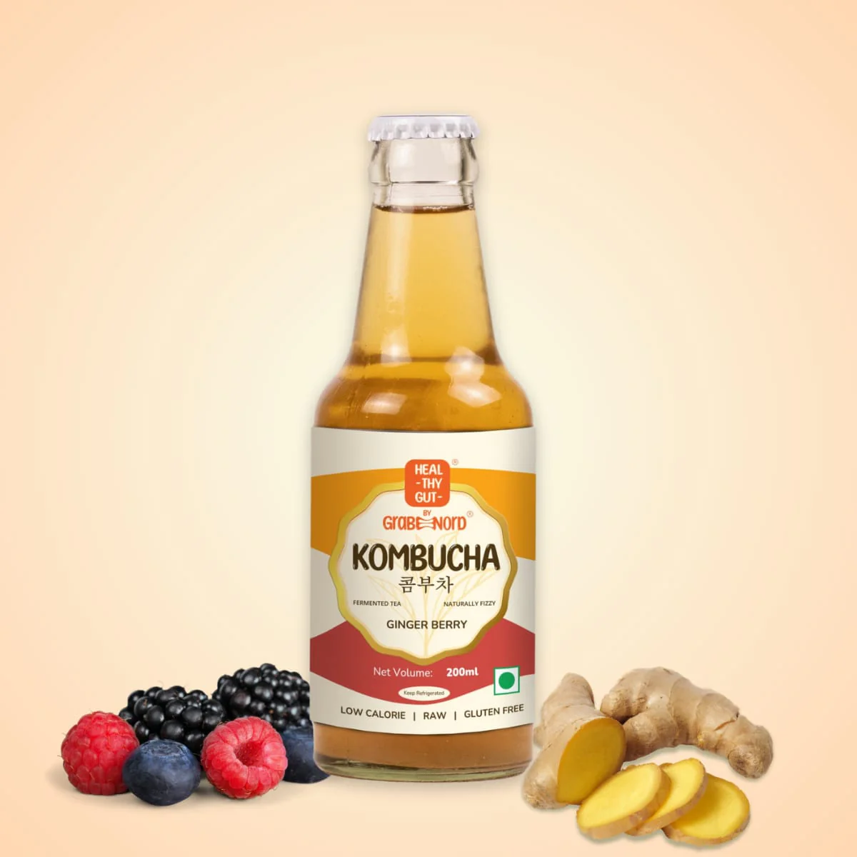 Kombucha Ginger Berry, 200ml