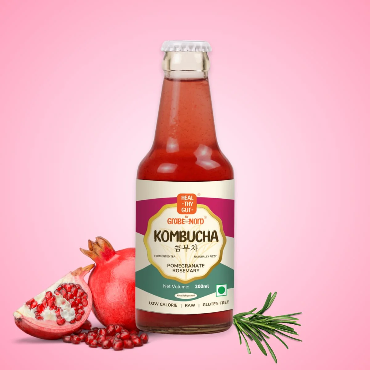 Kombucha Pomegranate Rosemary, 200ml
