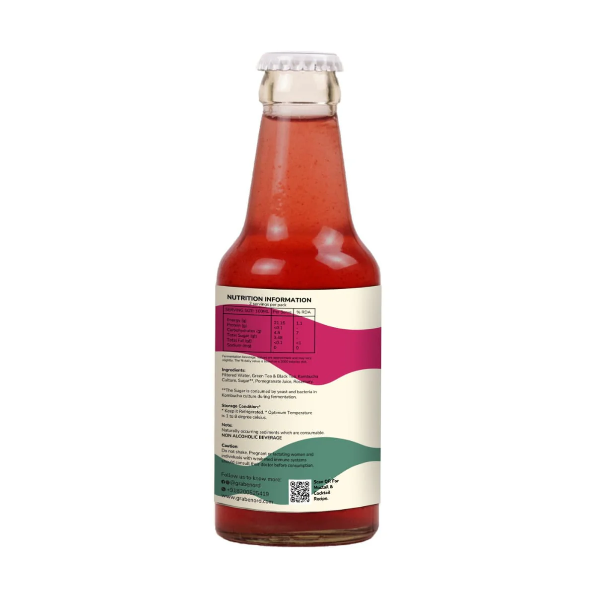 Kombucha Pomegranate Rosemary, 200ml - Image 2