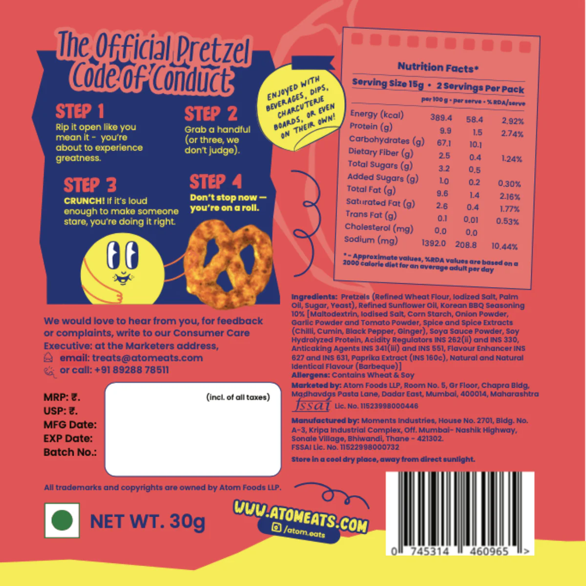 Korean BBQ Pretzels, 30g (Baked Crunchy Snack, Sweet & Smoky Korean Style Flavor, On-the-Go Snack) - Image 2