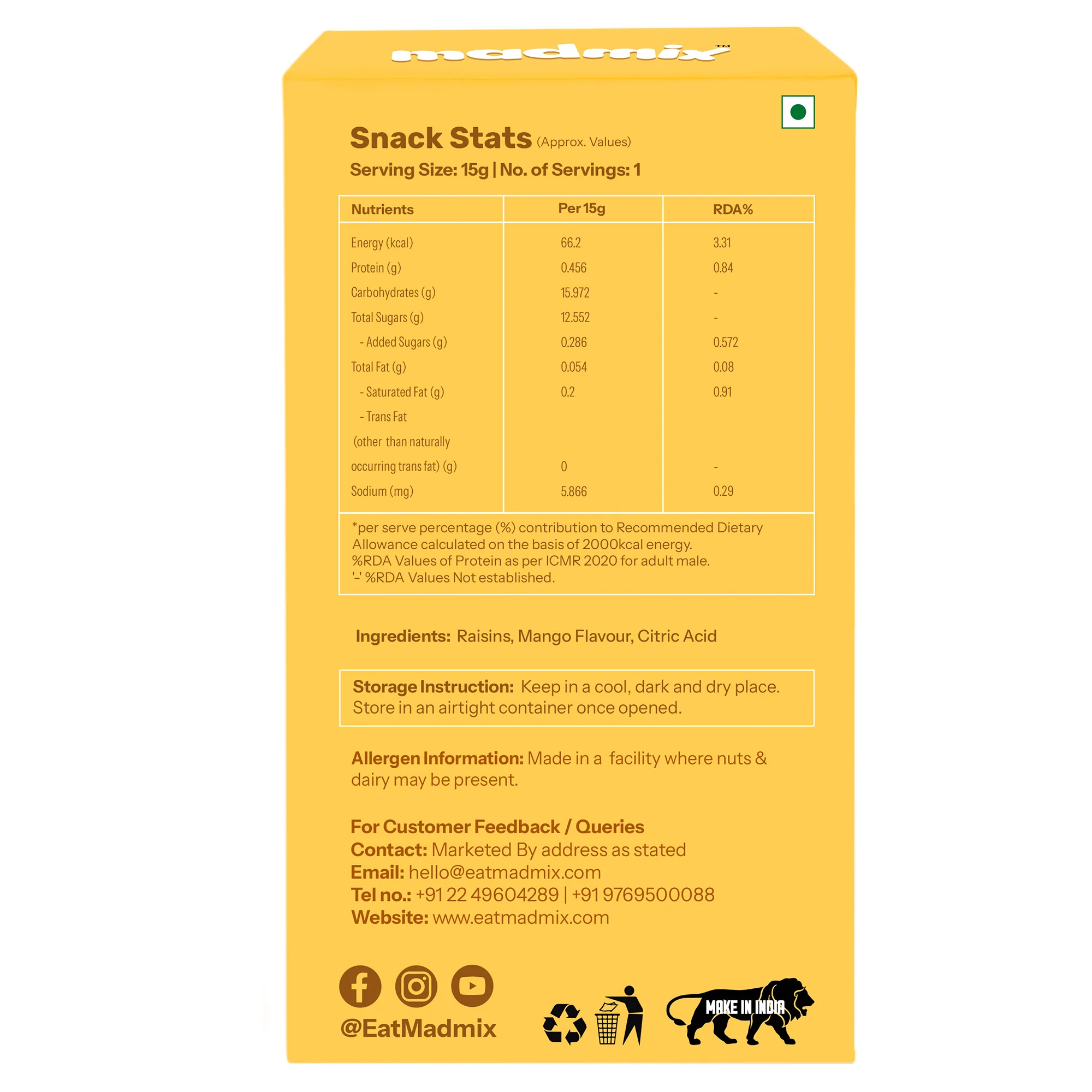 Mango Flavoured Raisins, 11g - Image 5