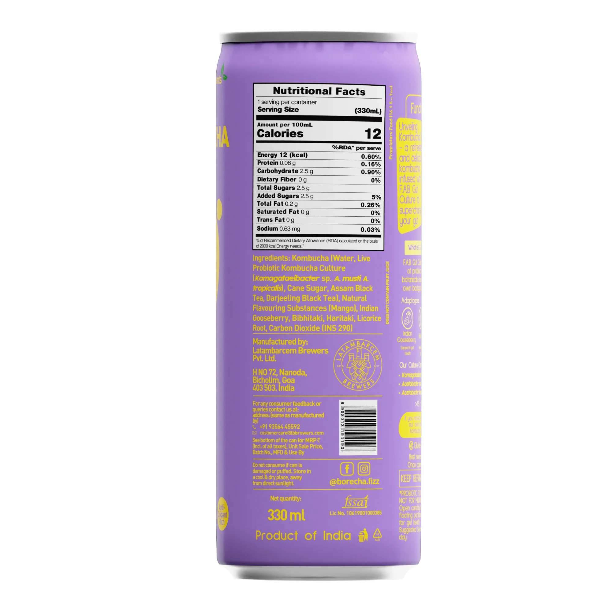Mango Probiotic Kombucha, 330ml - Image 3
