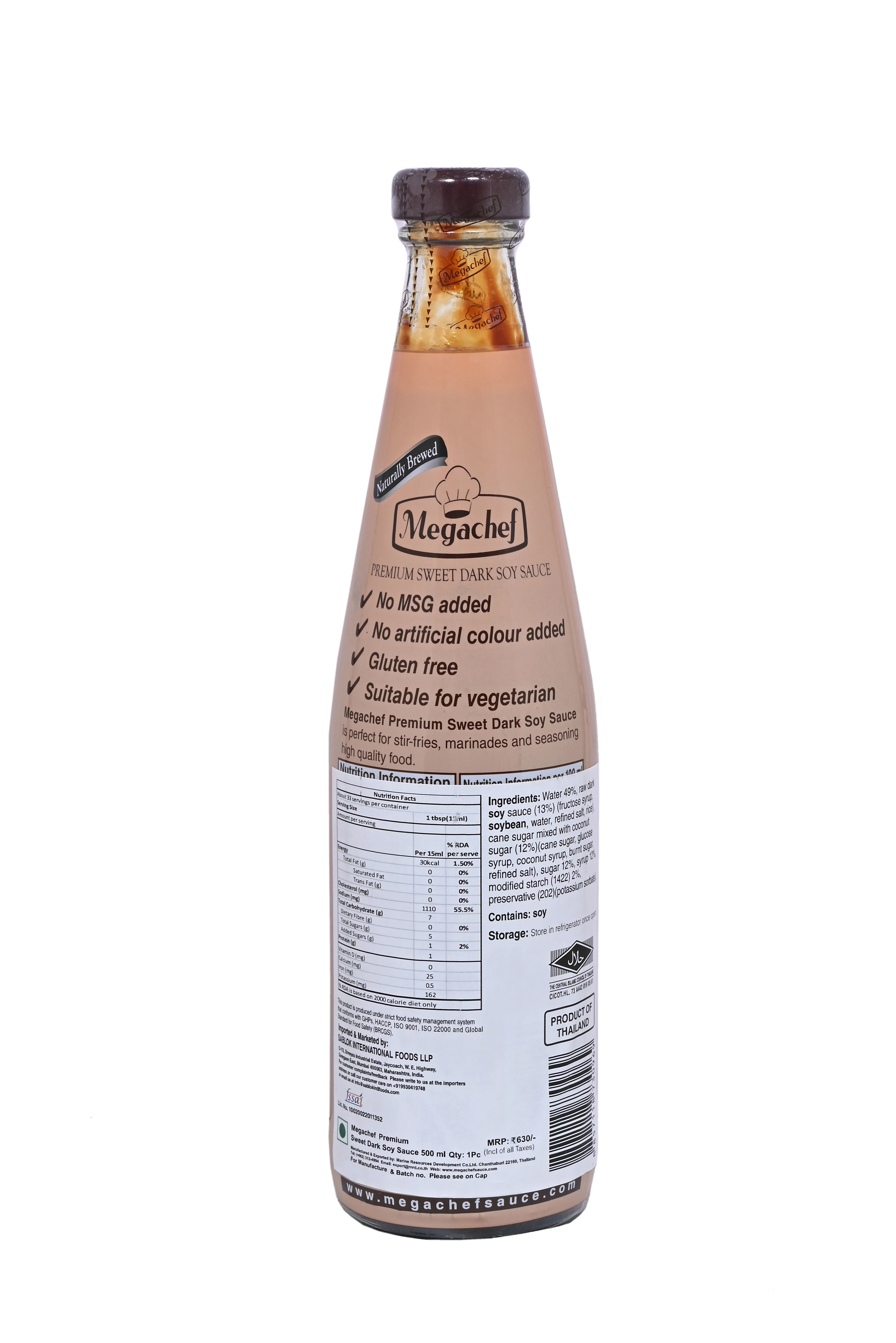 Megachef Dark Soy Sauce, 500ml (Naturally Brewed Asian Seasoning Sauce for Stir-Fries, Sushi & Marinades) - Image 2