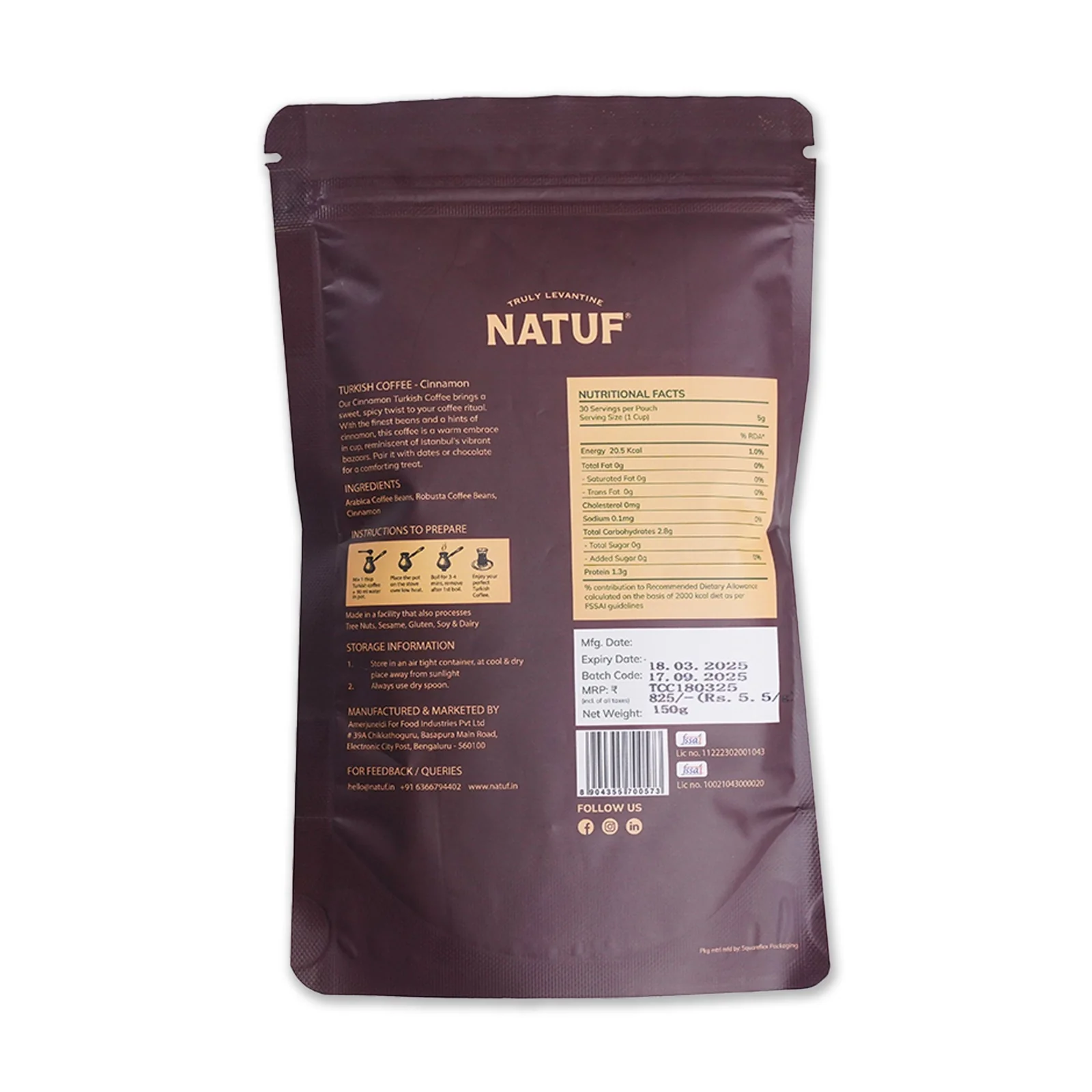 Natuf Turkish Cinnamon Coffee, 150g - Image 2