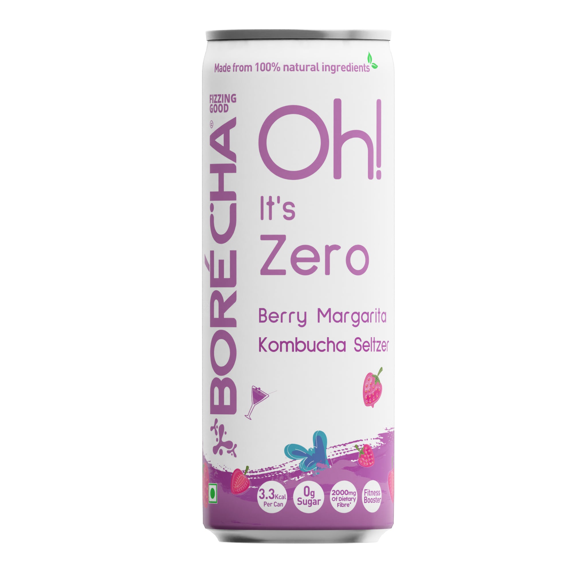 Oh! Berry Margarita Zero Sugar Prebiotic Kombucha Seltzer, 330ml