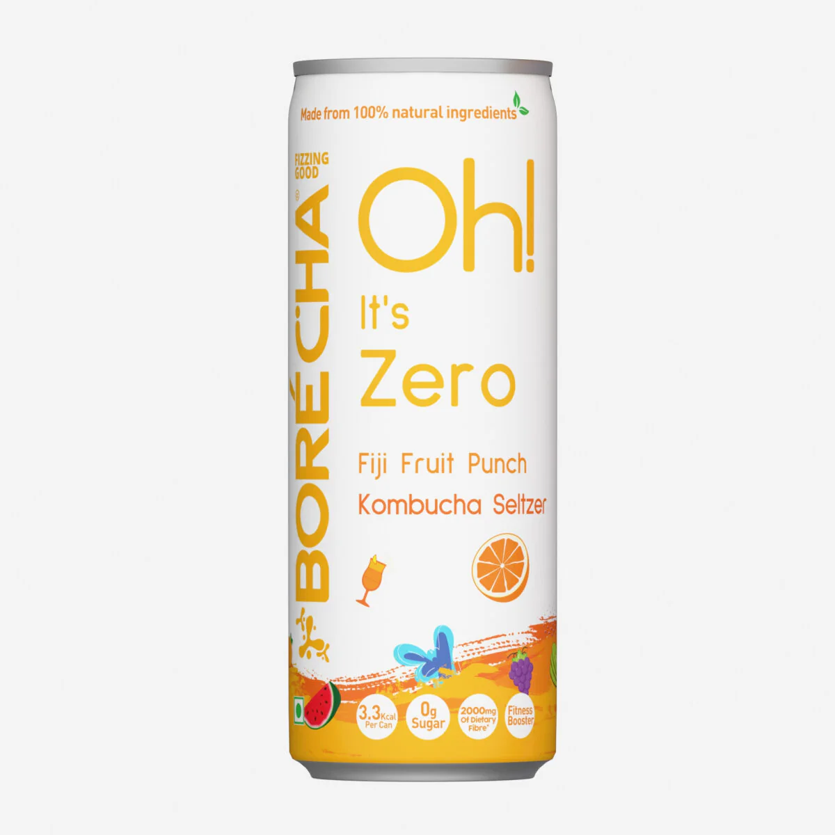 Oh! Fiji Fruit Punch Zero Sugar Prebiotic Kombucha Seltzer, 330ml