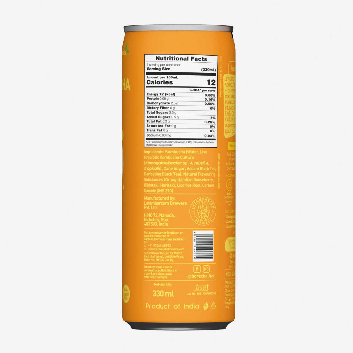 Orange Probiotic Kombucha, 330ml - Image 2