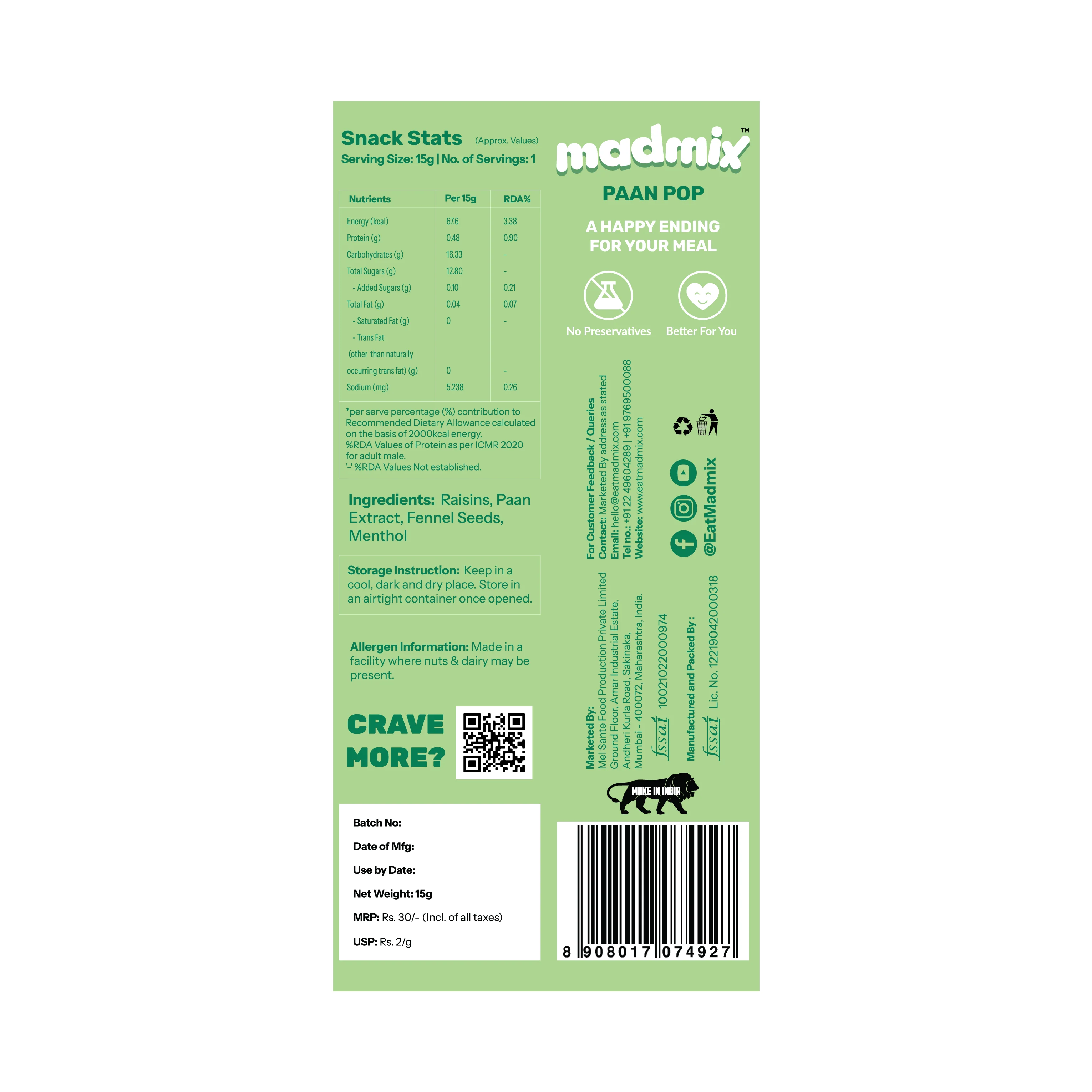 Paan Flavoured Raisins, 11g - Image 2