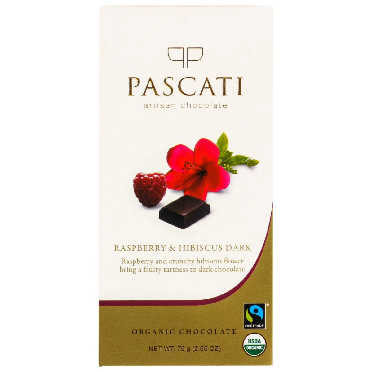 Pascati Chocolates Raspberry & Hibiscus Dark India Organic Chocolate, 75g, (Pack of 2)